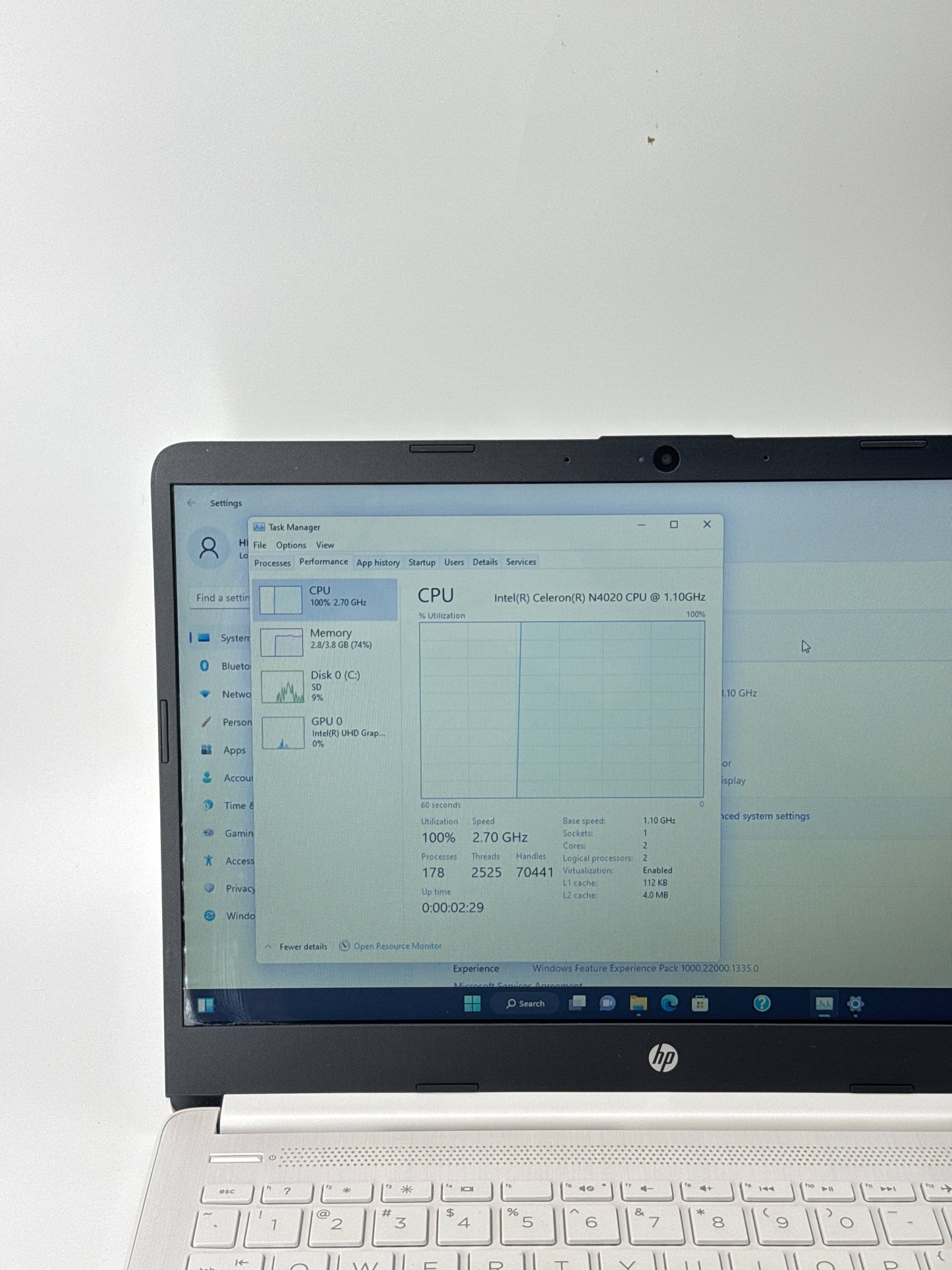 HP 14-dq0032dx 14 inch Intel Celeron 4GB RAM 64GB eMMC Laptop White - Bad Battery