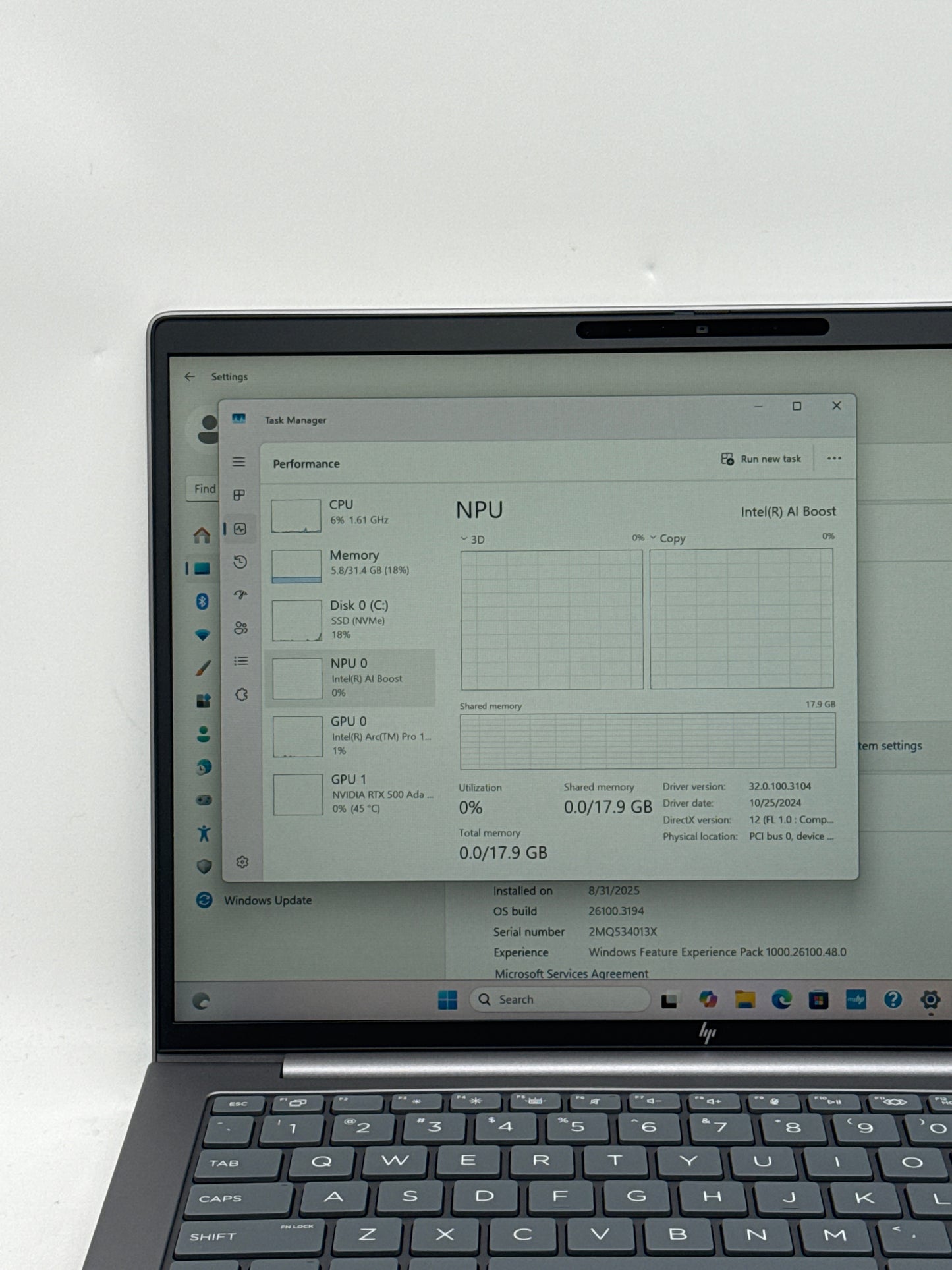 HP ZBook 8 14 G1i 14.0" Touch Core Ultra7 265H 512GB SSD 32GB RAM RTX ADA 500 4GB