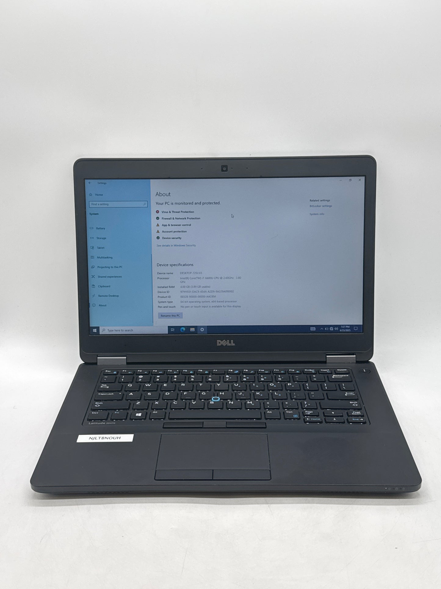 Dell Latitude E5470 Laptop 14" Core i7-6600 2.60 256GB SSD 4GB RAM Read