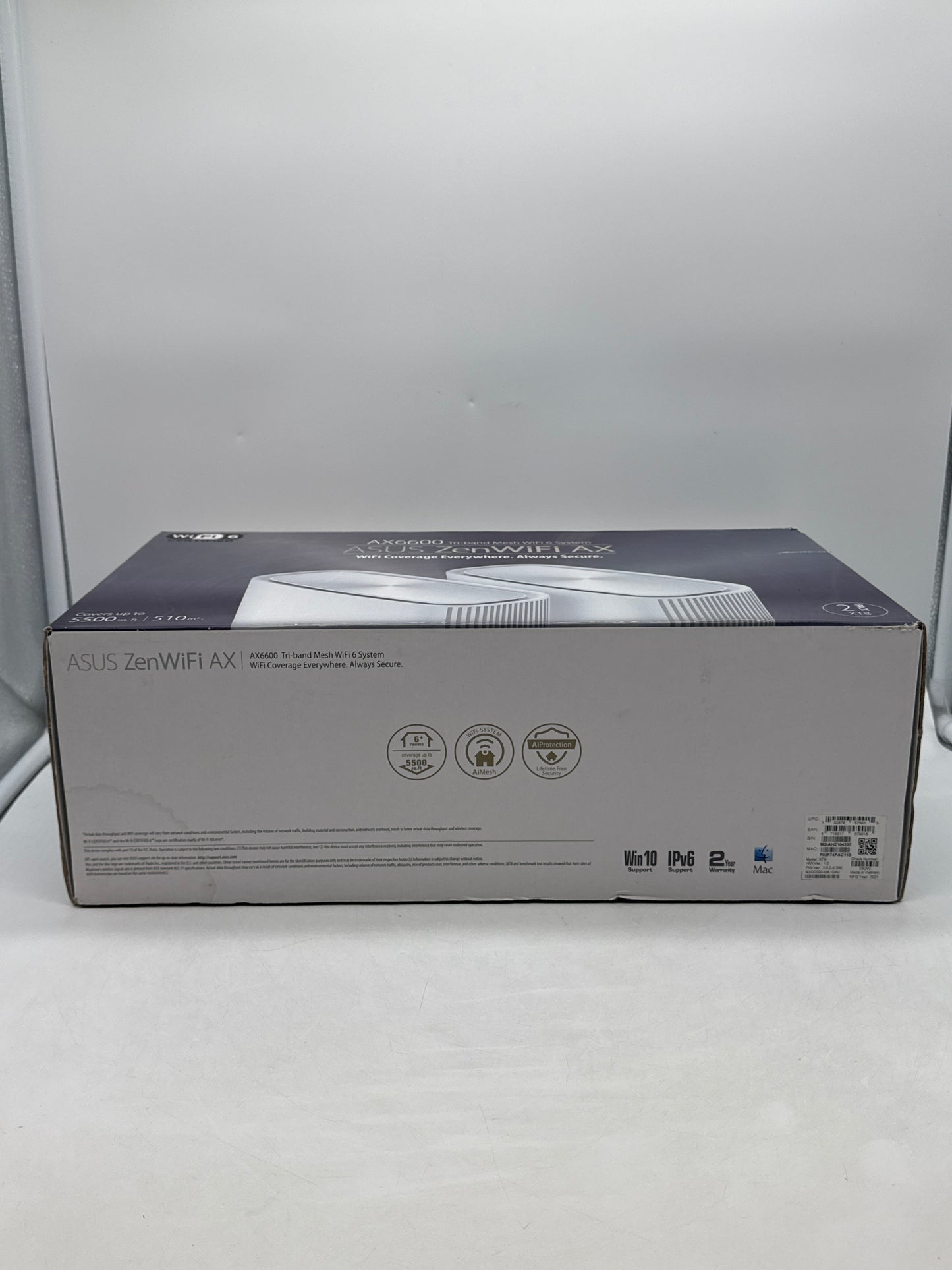 New ASUS ZenWiFi AX6600 XT8 Tri-Band Mesh Wi-Fi 6 System Router - White (Set of 2)