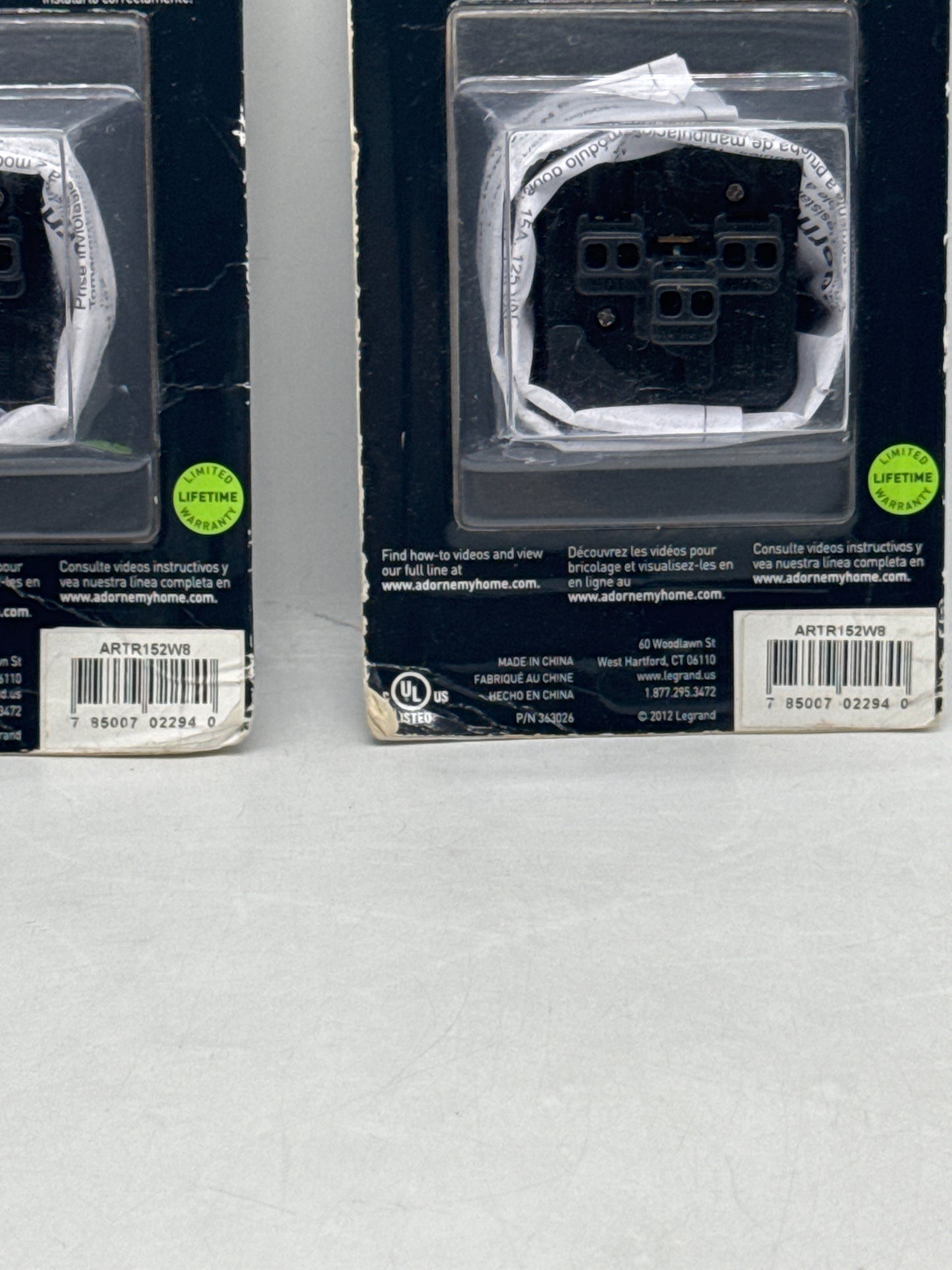 New Legrand Adorne ARTR152-W8 15A Tamper-Resistant Outlet White Finish - Lot of 2