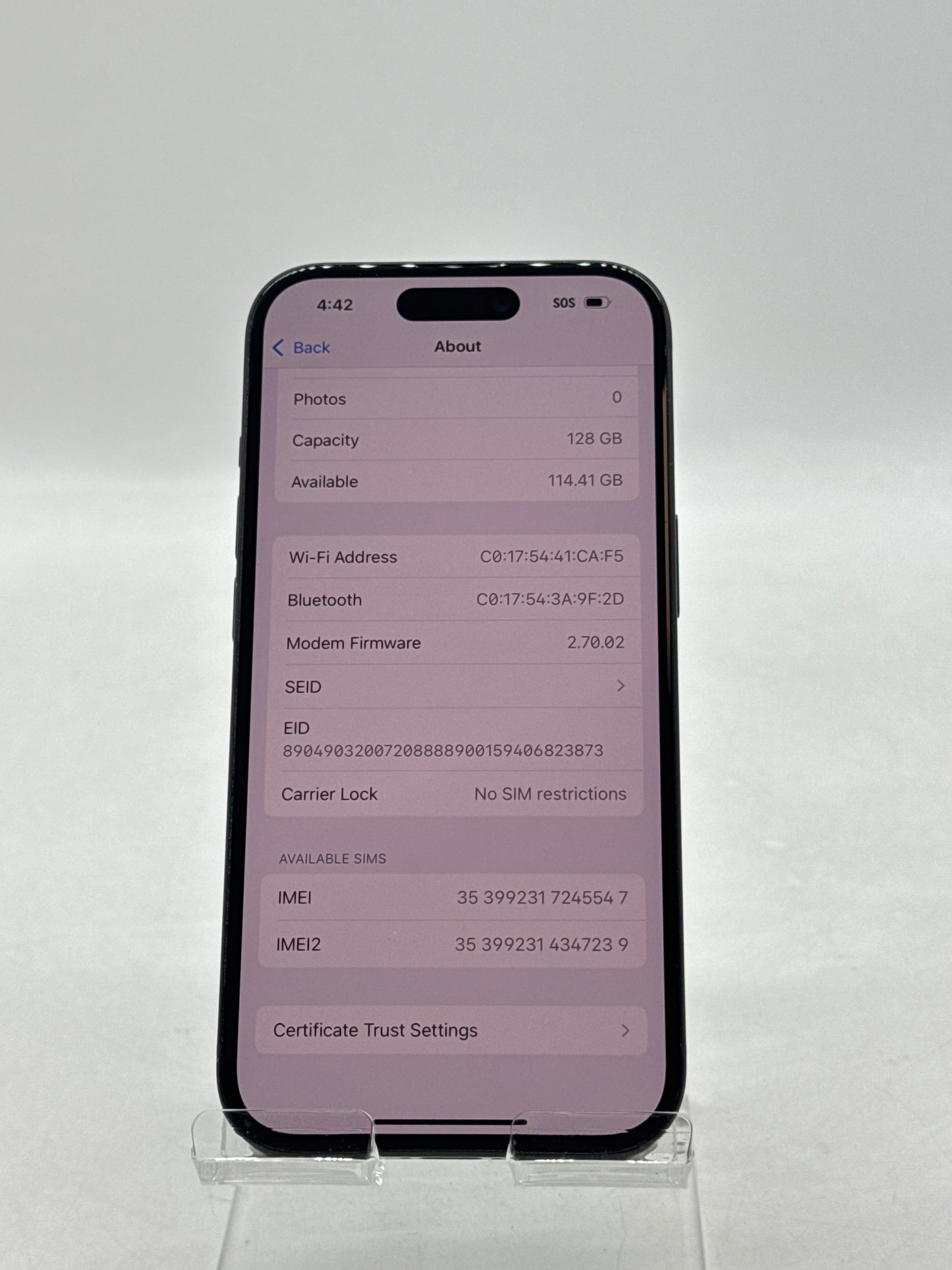 Unlocked Apple iPhone 15 A2846 128GB Black 80% Battery