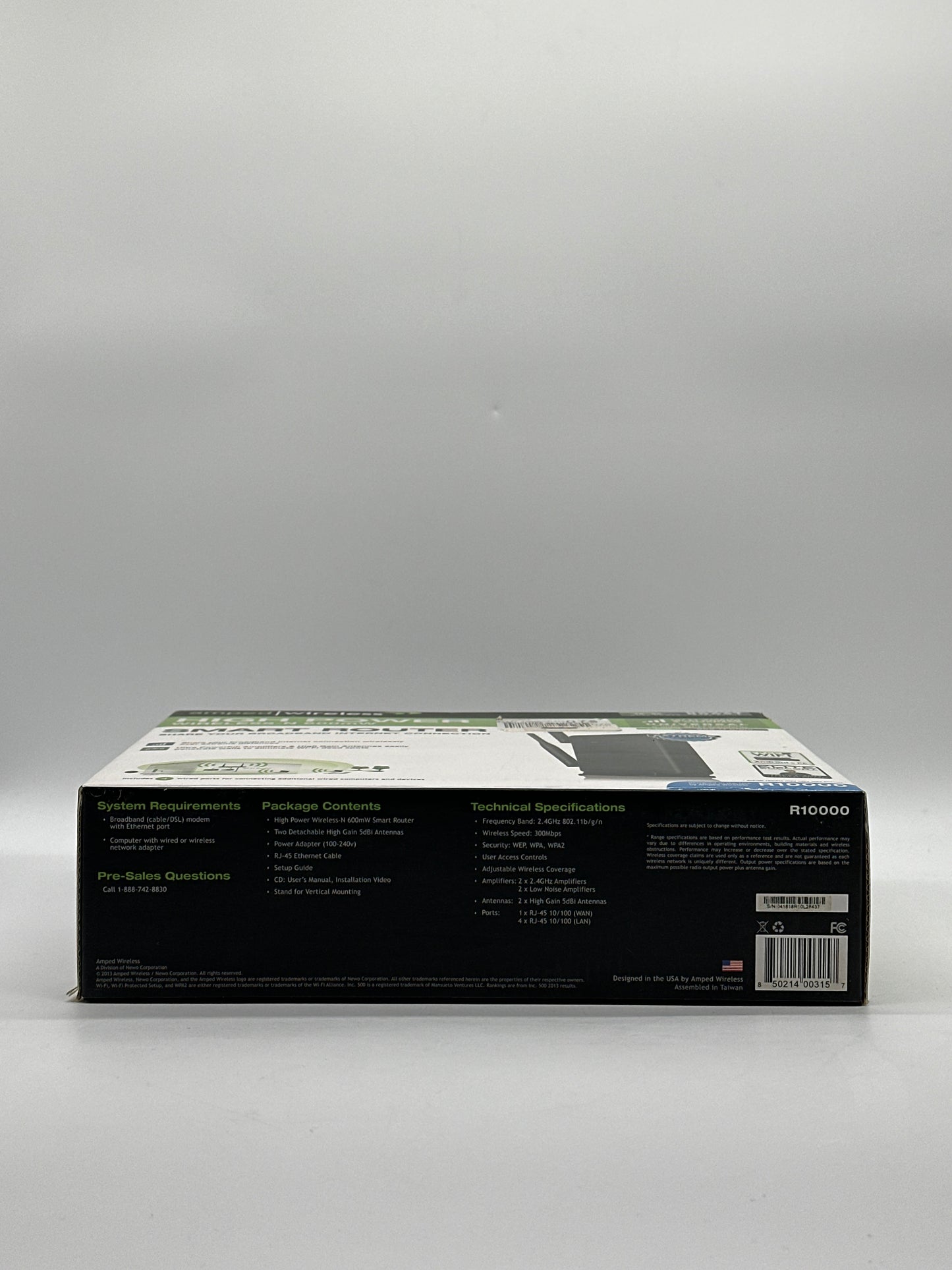 Amped HIGH POWER WIFI-N 600MW ROUTER, LONG RNG 10000 SQ FT WL COVERAGE (R10000)