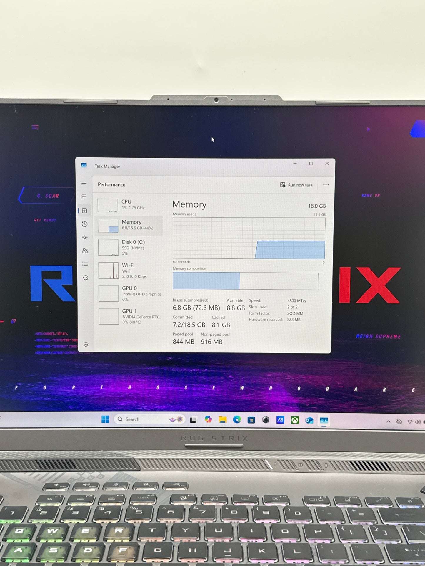 ASUS ROG Strix G16 G614JV-AS74 16" i7-13650HX 16GB DDR5 1TB SSD RTX 4060 Win 11