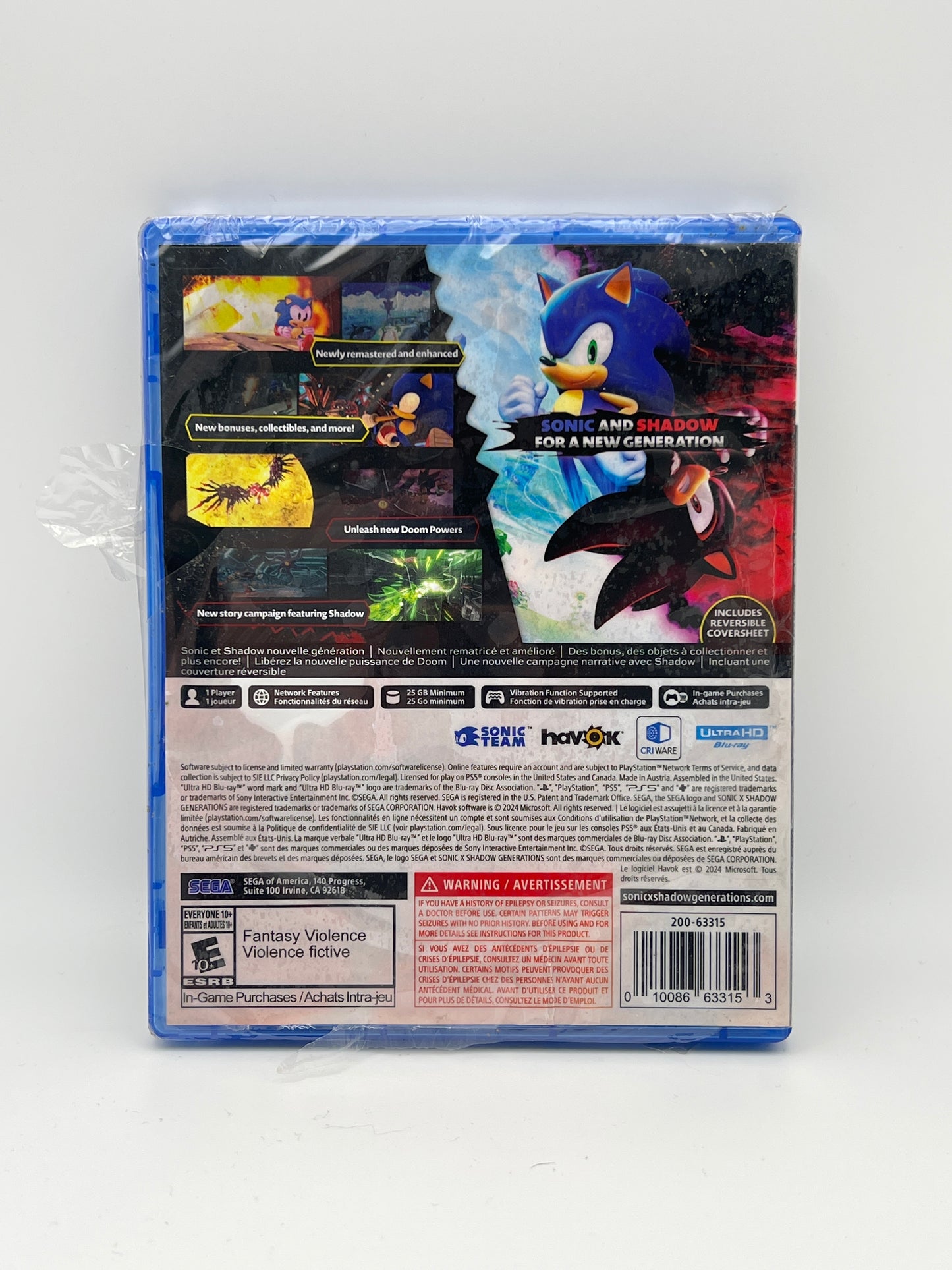 Sonic X Shadow Generations Day One Edition PlayStation 5 PS5 - New/Sealed