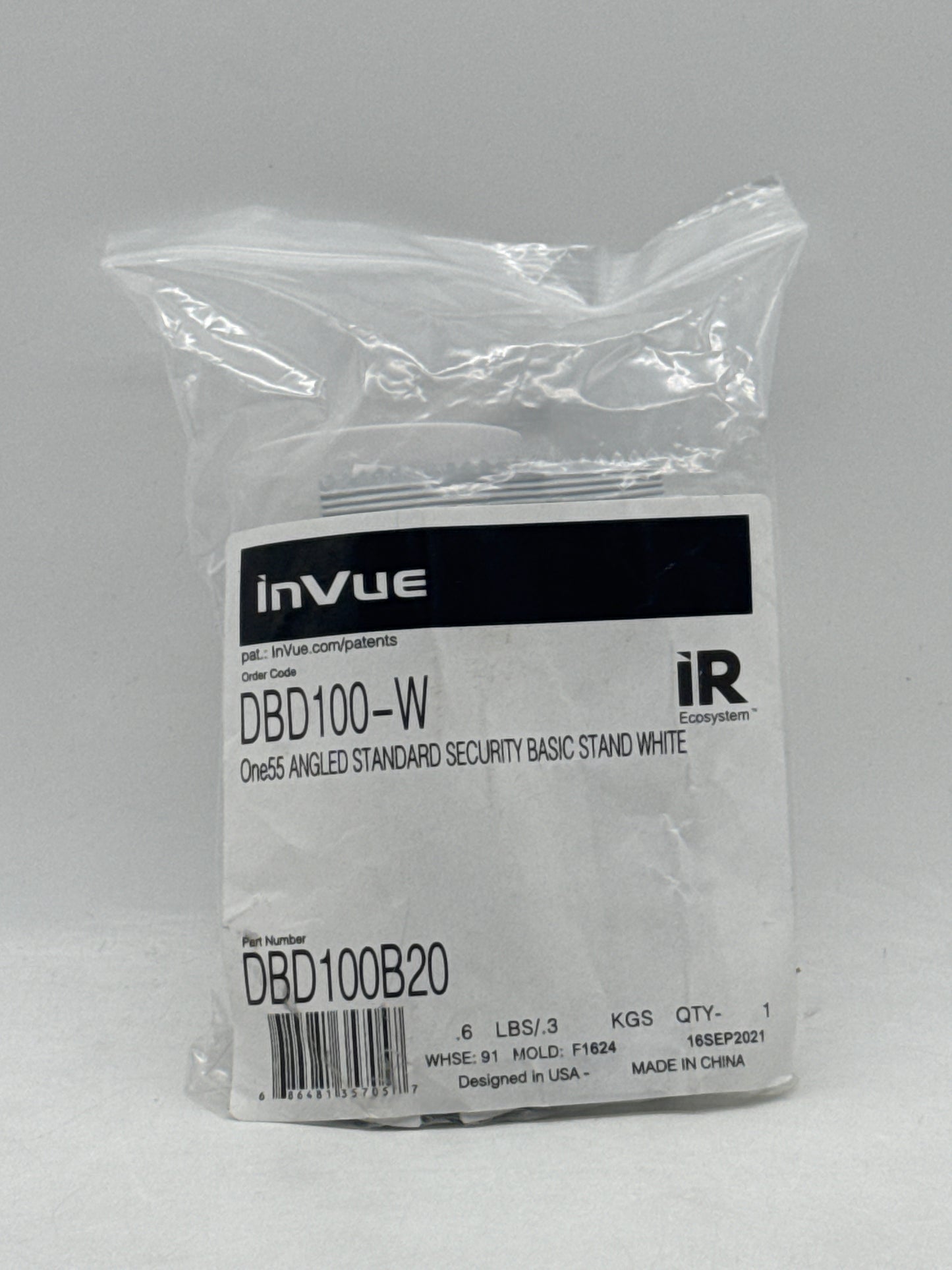 New InVue DBD100-W One 55 ANGLED STANDARD SECURITY BASIC STAND WHITE DBD100B20