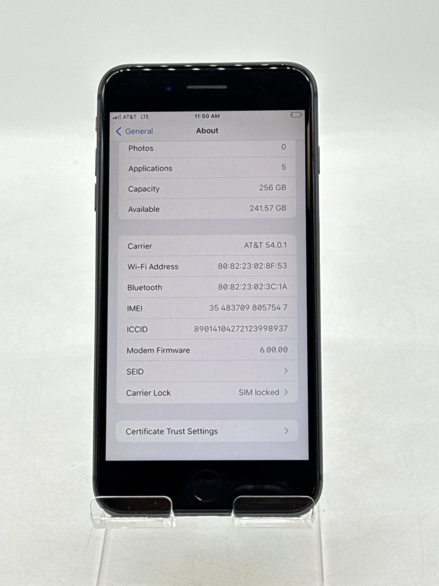 AT&T Apple iPhone 8 Plus A1897 256GB Space Gray - Service Battery