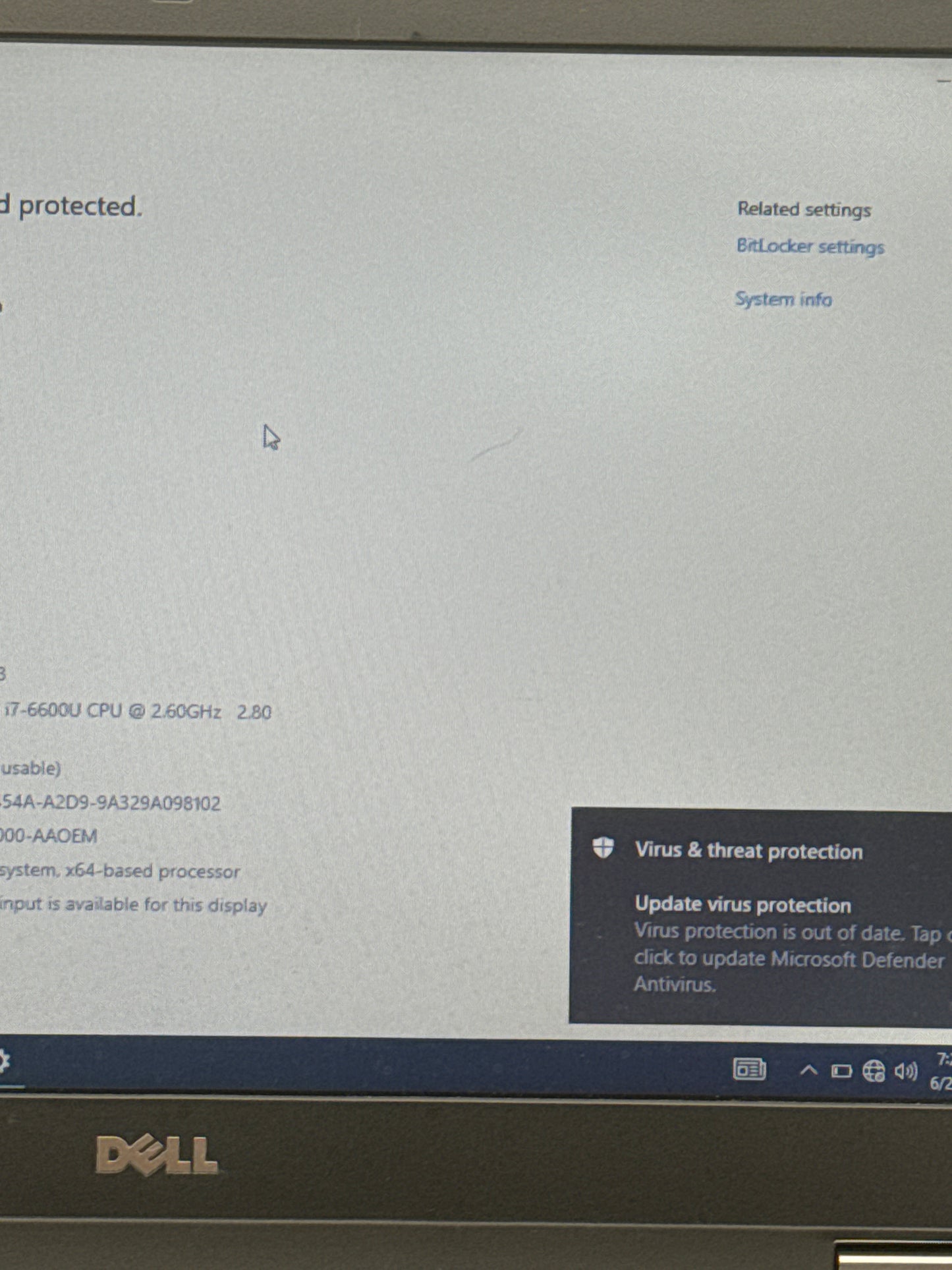 Dell Latitude E5470 Laptop 14" Core i7-6600 2.60 256GB SSD 4GB RAM Read