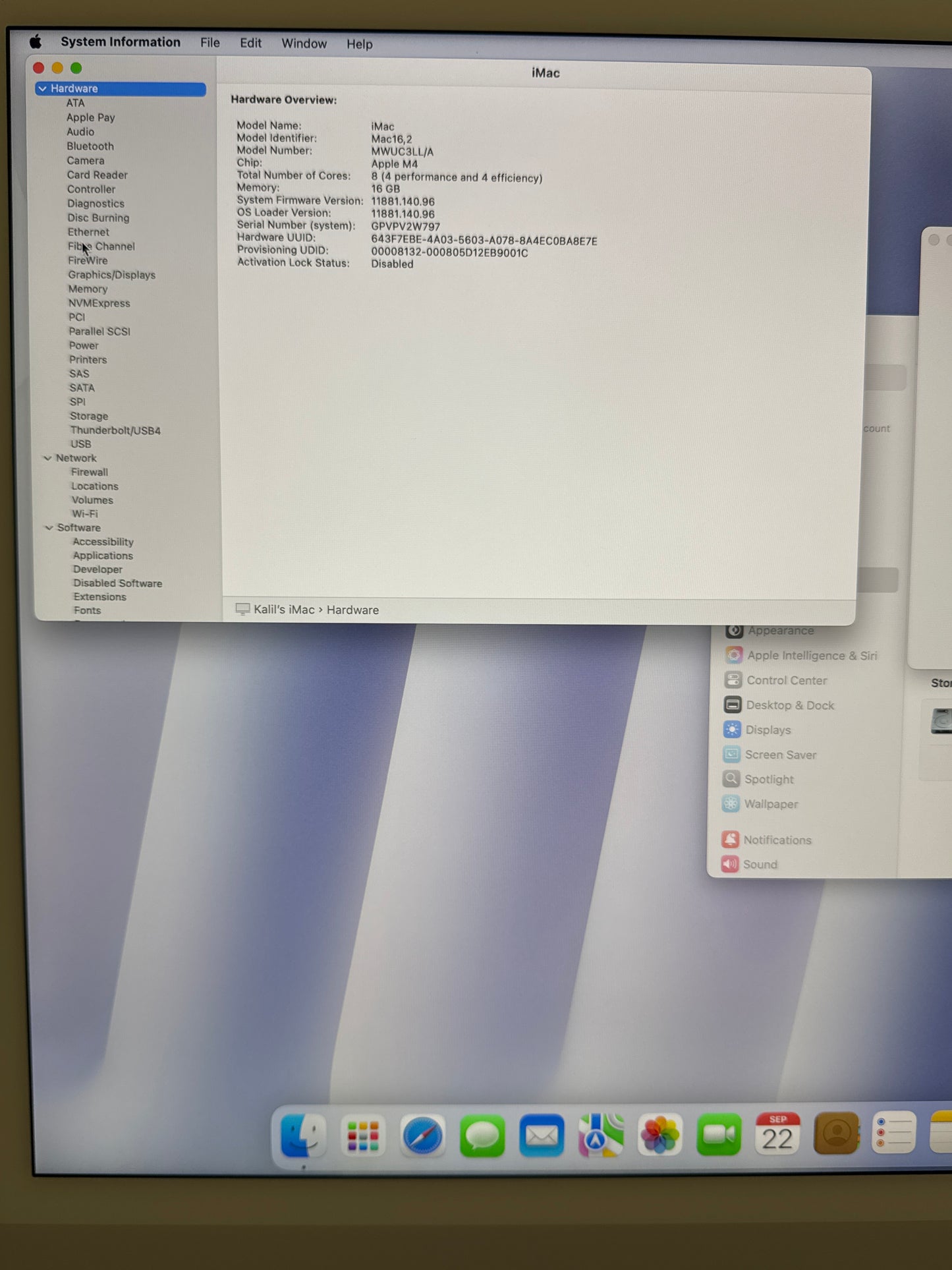 2024 Apple iMac 24" A3247 M4 8C-CPU 8C-GPU 256GB SSD 16GB RAM
