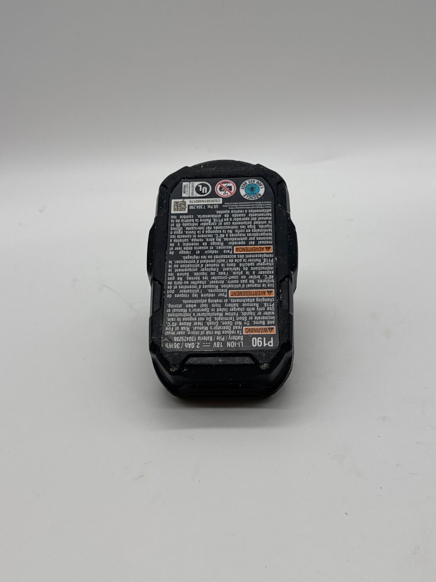 RYOBI P190 2.0 AMP HOUR COMPACT 18V LITHIUM ION BATTERY