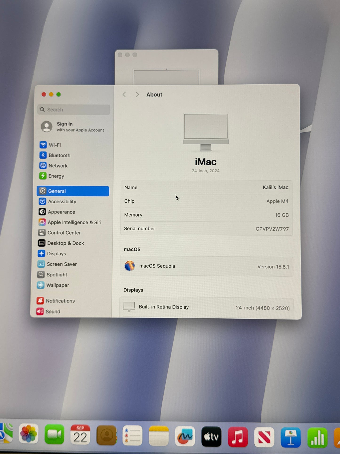 2024 Apple iMac 24" A3247 M4 8C-CPU 8C-GPU 256GB SSD 16GB RAM