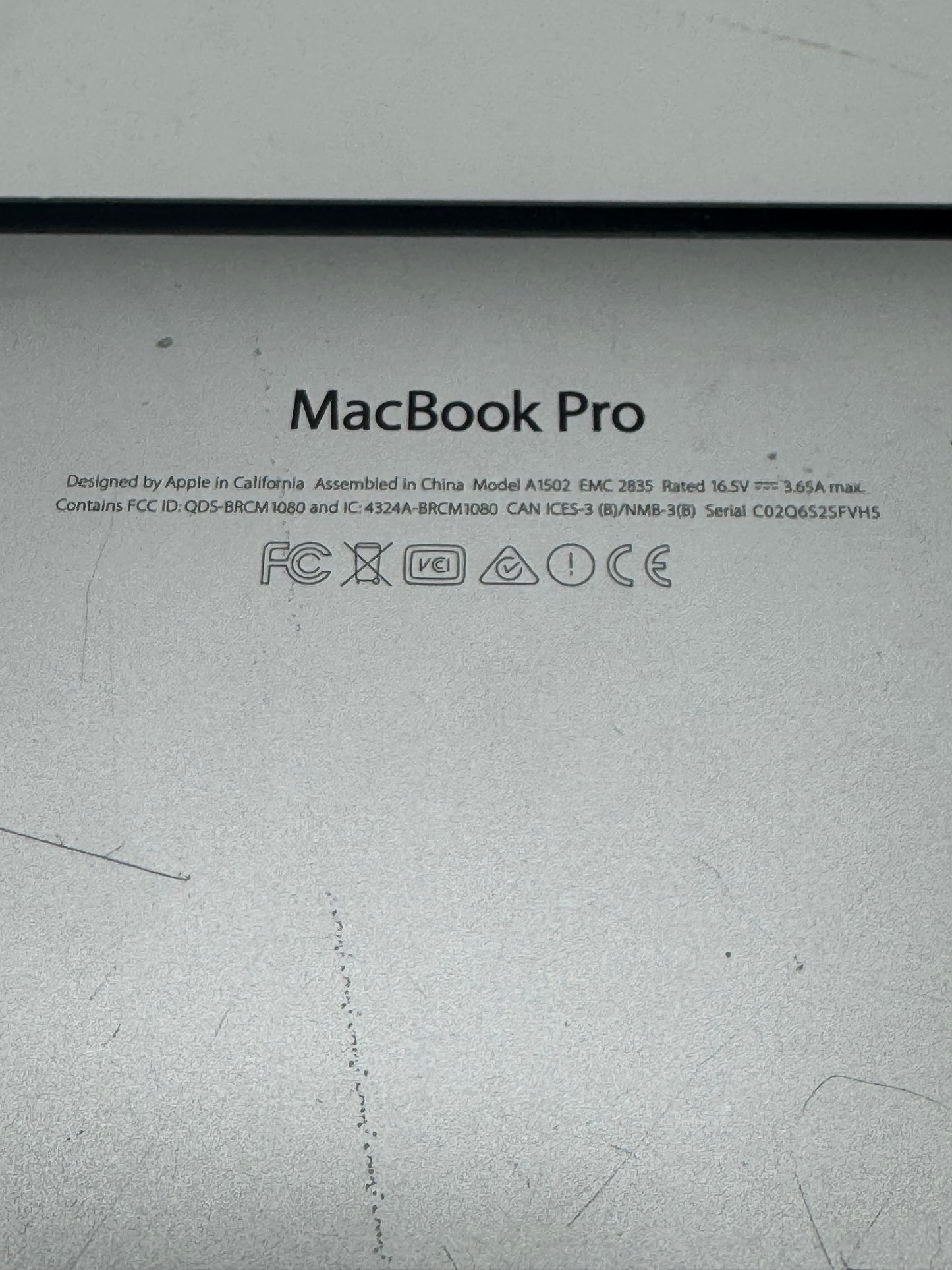 2015 Apple MacBook Pro 13.3" A1502 Core i5 2.7Ghz 8GB RAM 128GB SSD Silver !READ