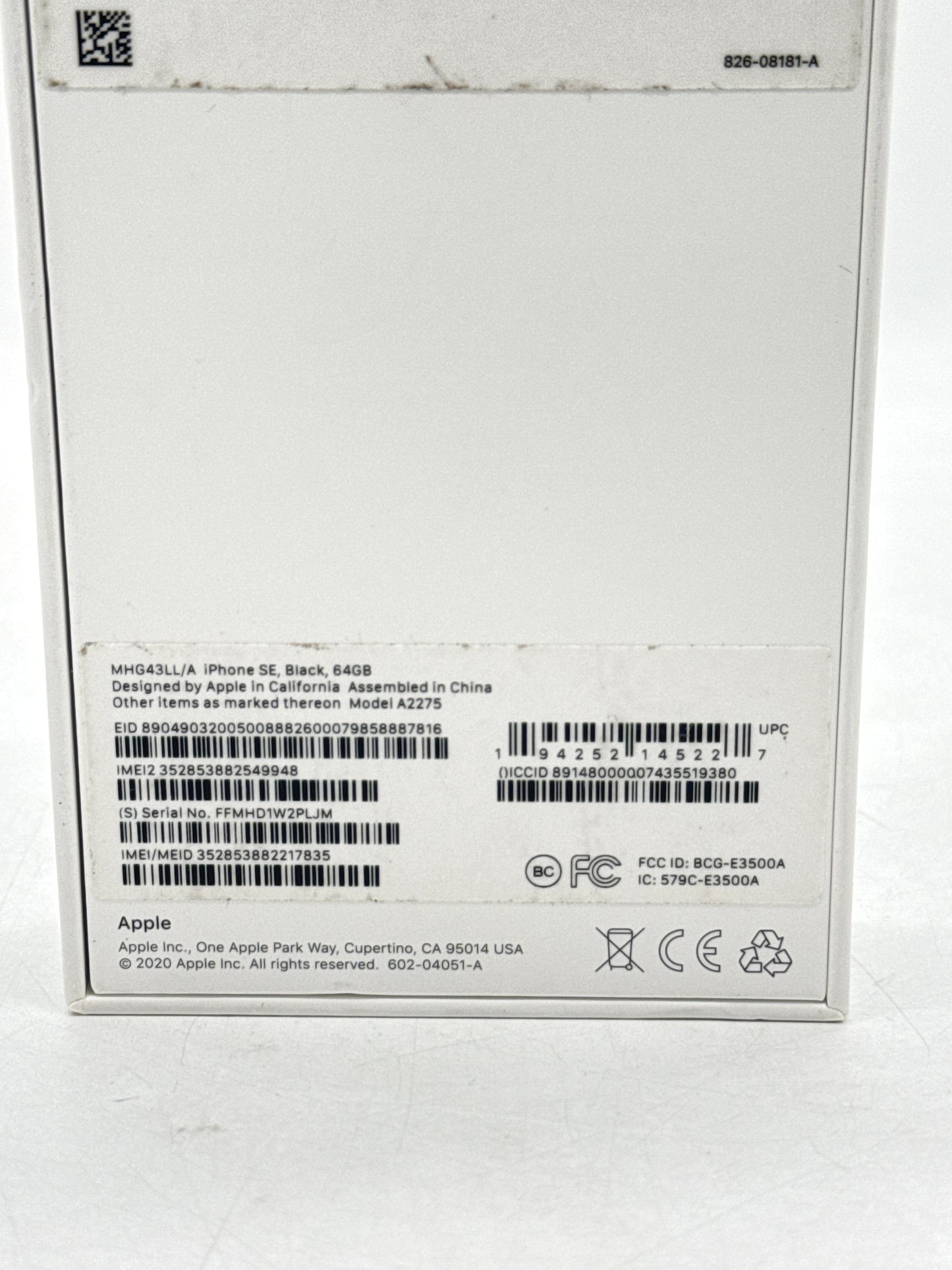 Open Box Unlocked Apple iPhone SE 2nd Gen A2275 64GB Black - Remotely Managed