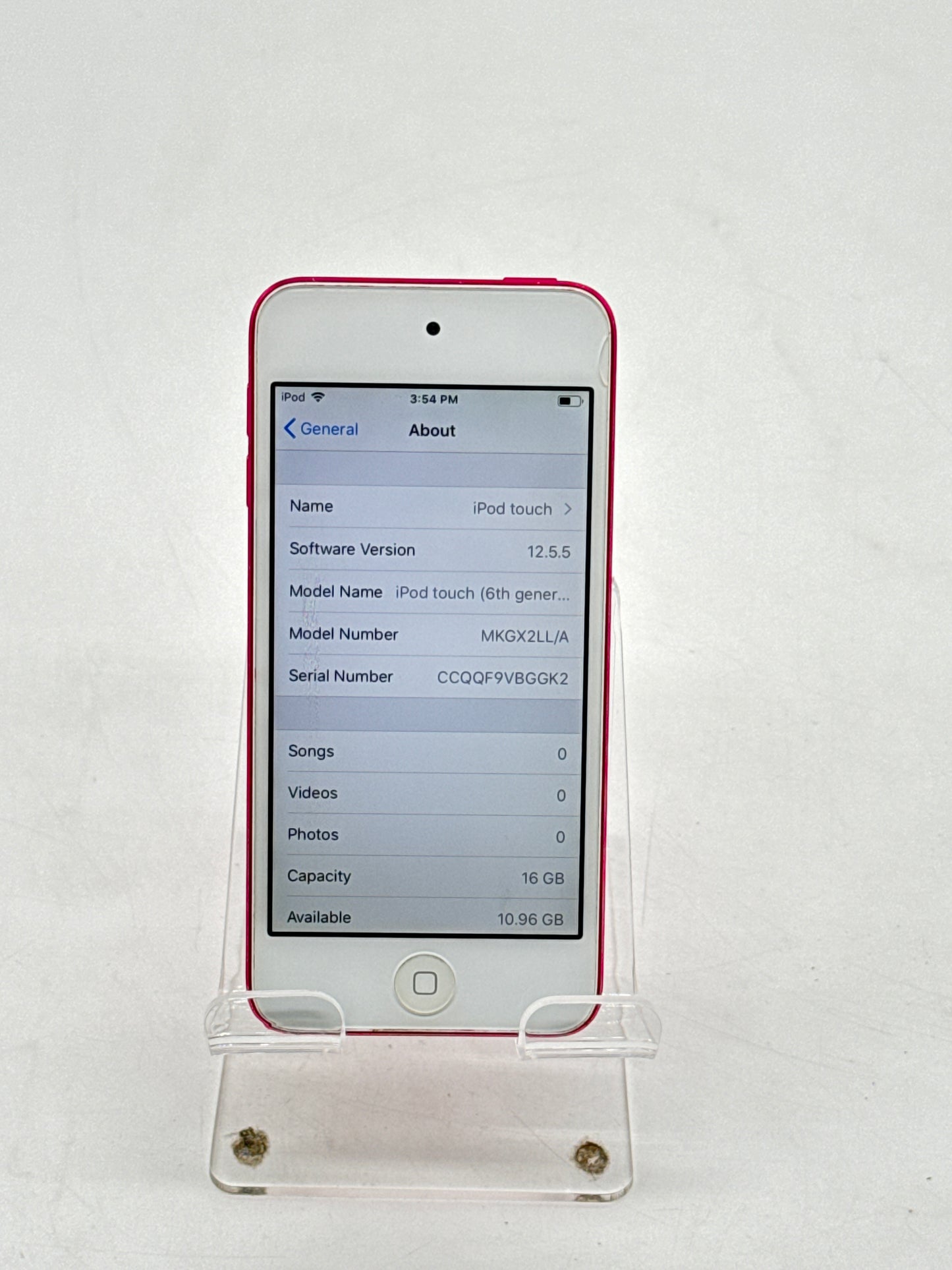 Apple iPod Touch 6th Generation Model A1574 16GB Pink WiFi Only - Cracked Front