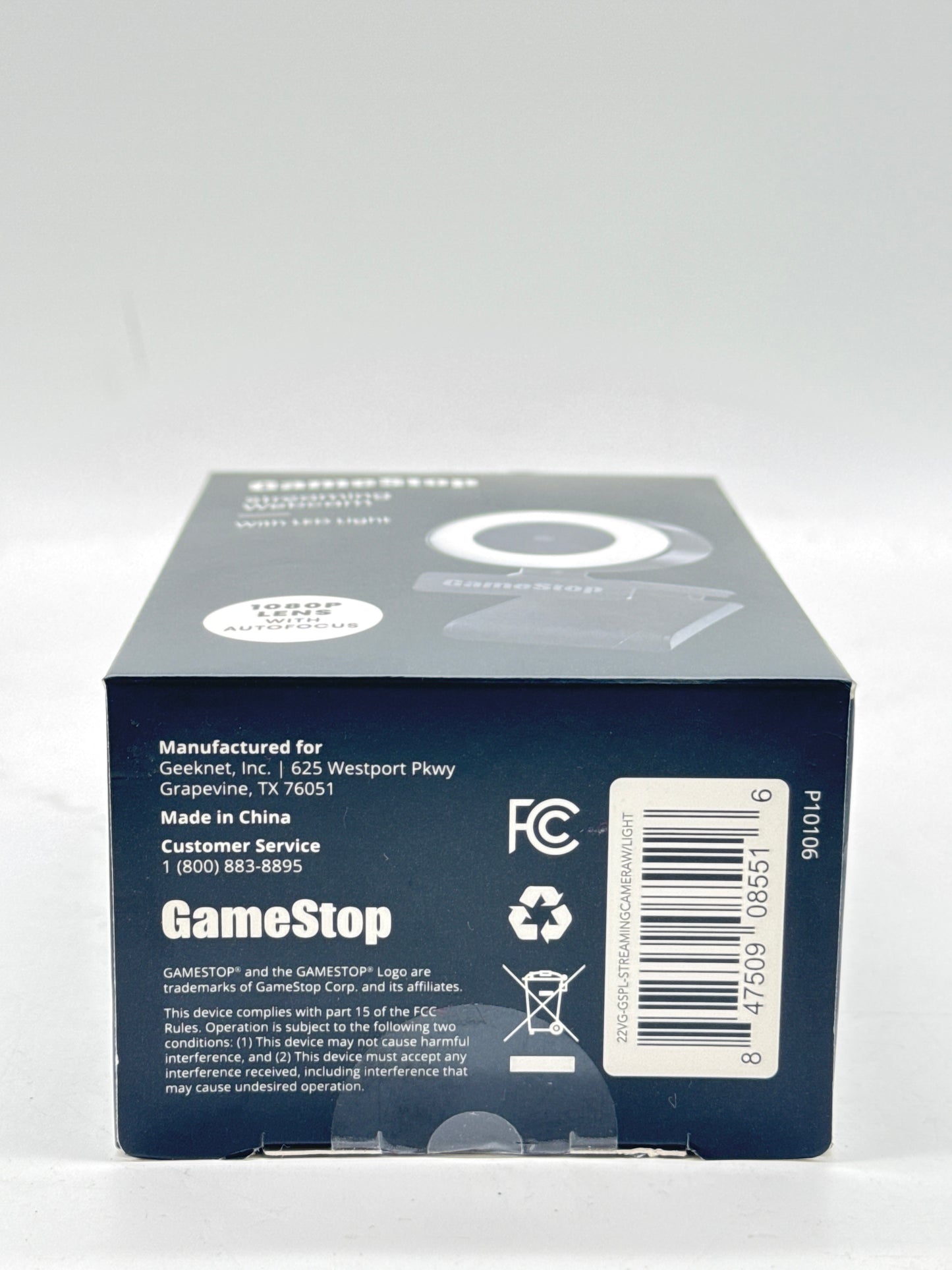 GameStop Streaming Webcam With LED Light 1080P Lens With Autofocus Sealed