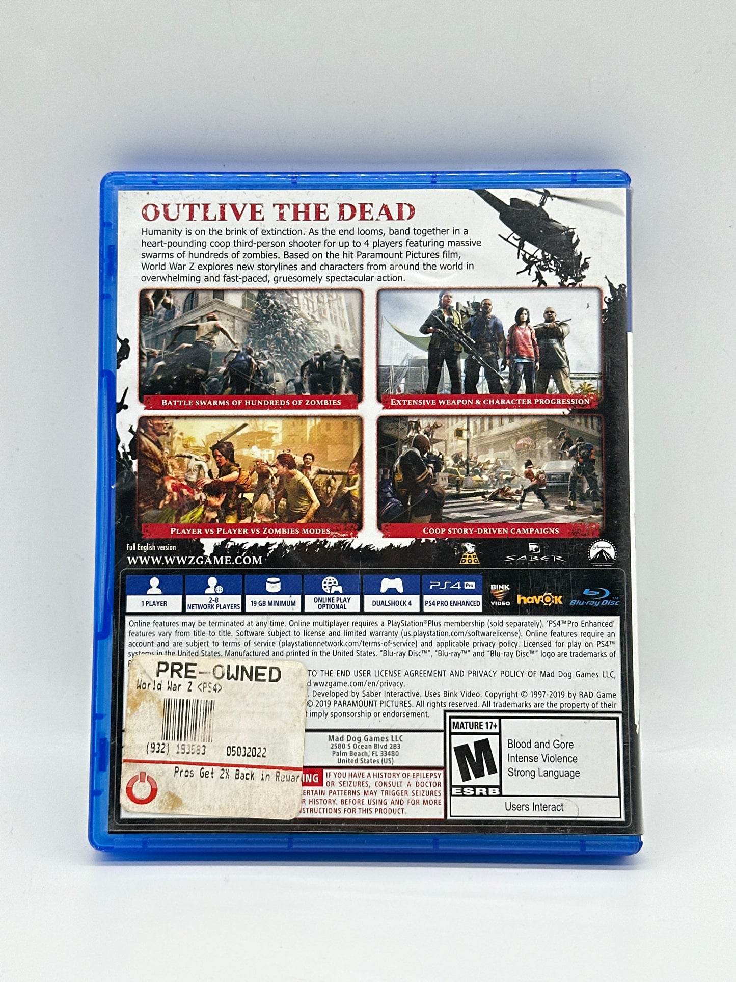 World War Z PlayStation 4 - Free Shipping