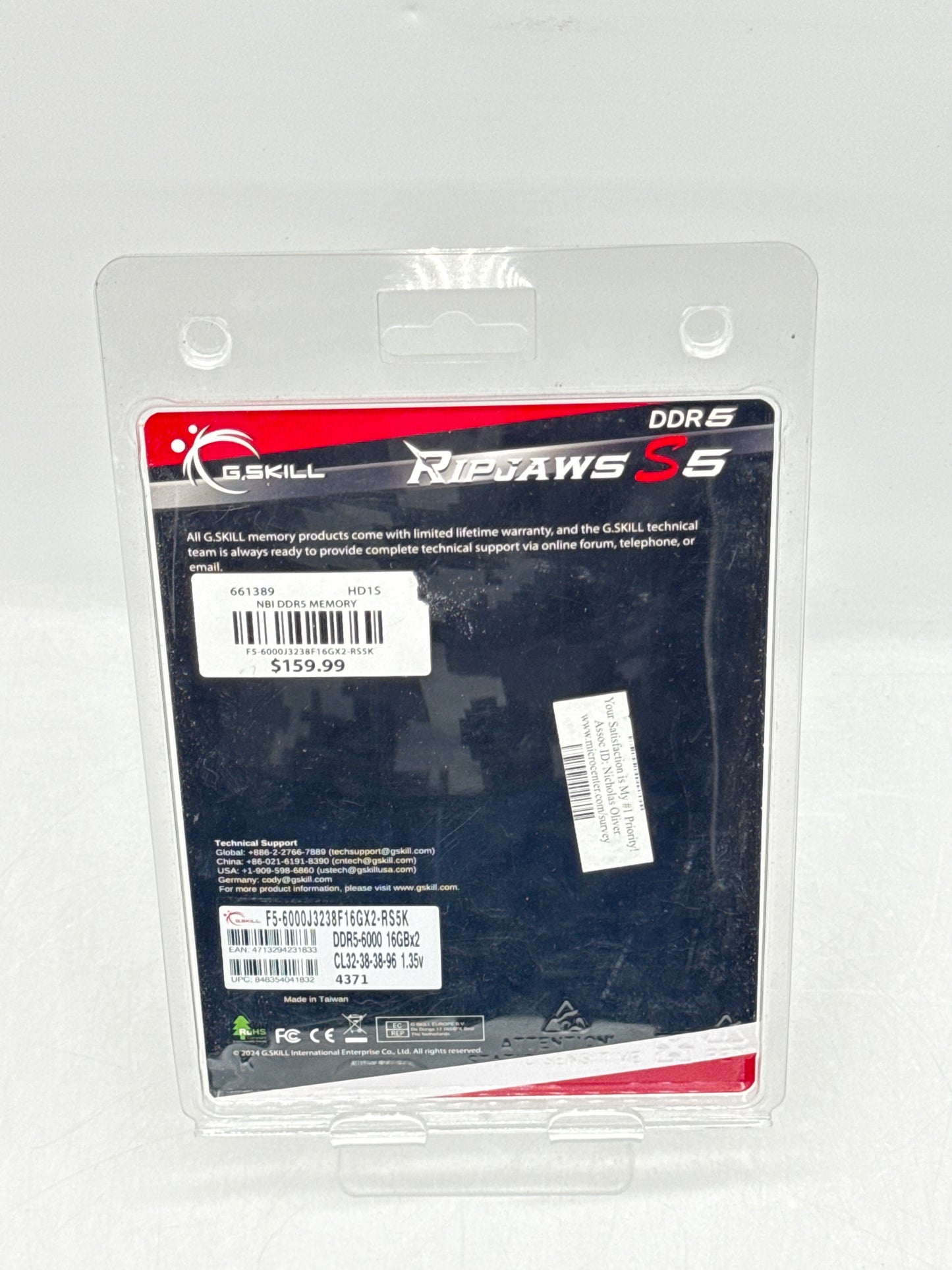 G.Skill Ripjaws S5 32GB (2x16GB DDR5) 6000MHz CL32