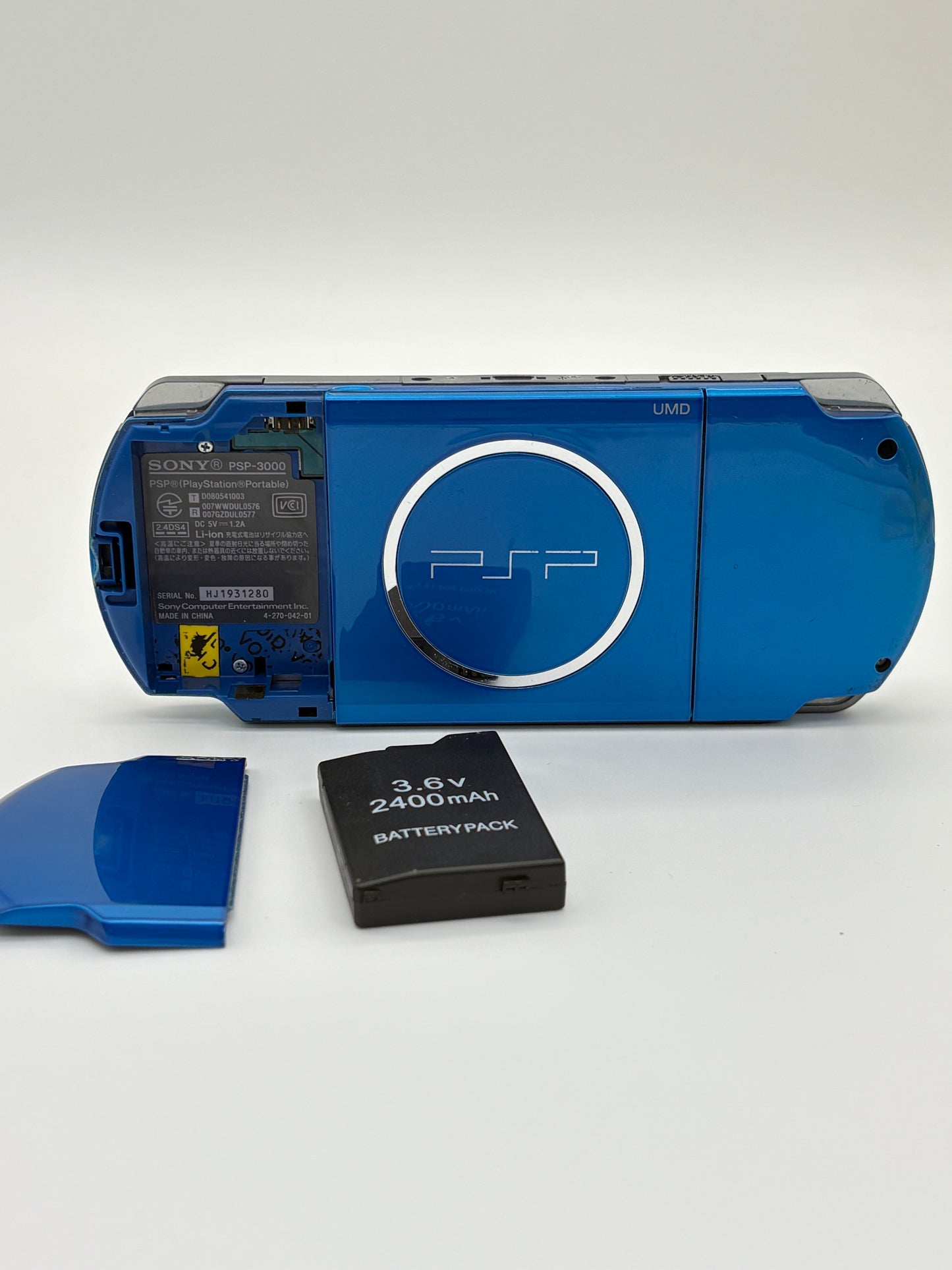 Sony PSP-3000 Vibrant Blue Console #208 w/2400 mAh Battery Bad Disk Drive AS IS