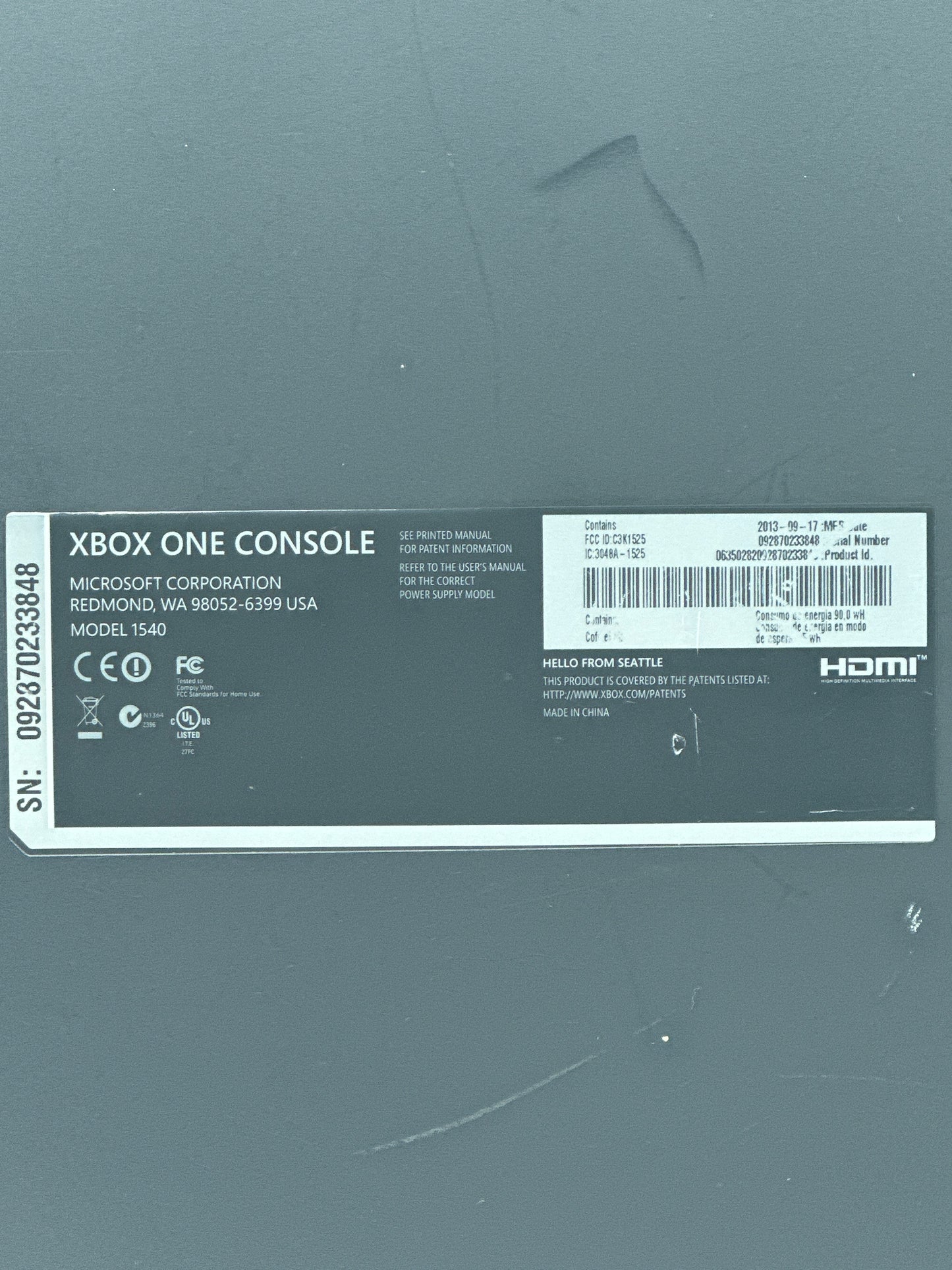 Microsoft Xbox One 1540 500GB With Power Adapter