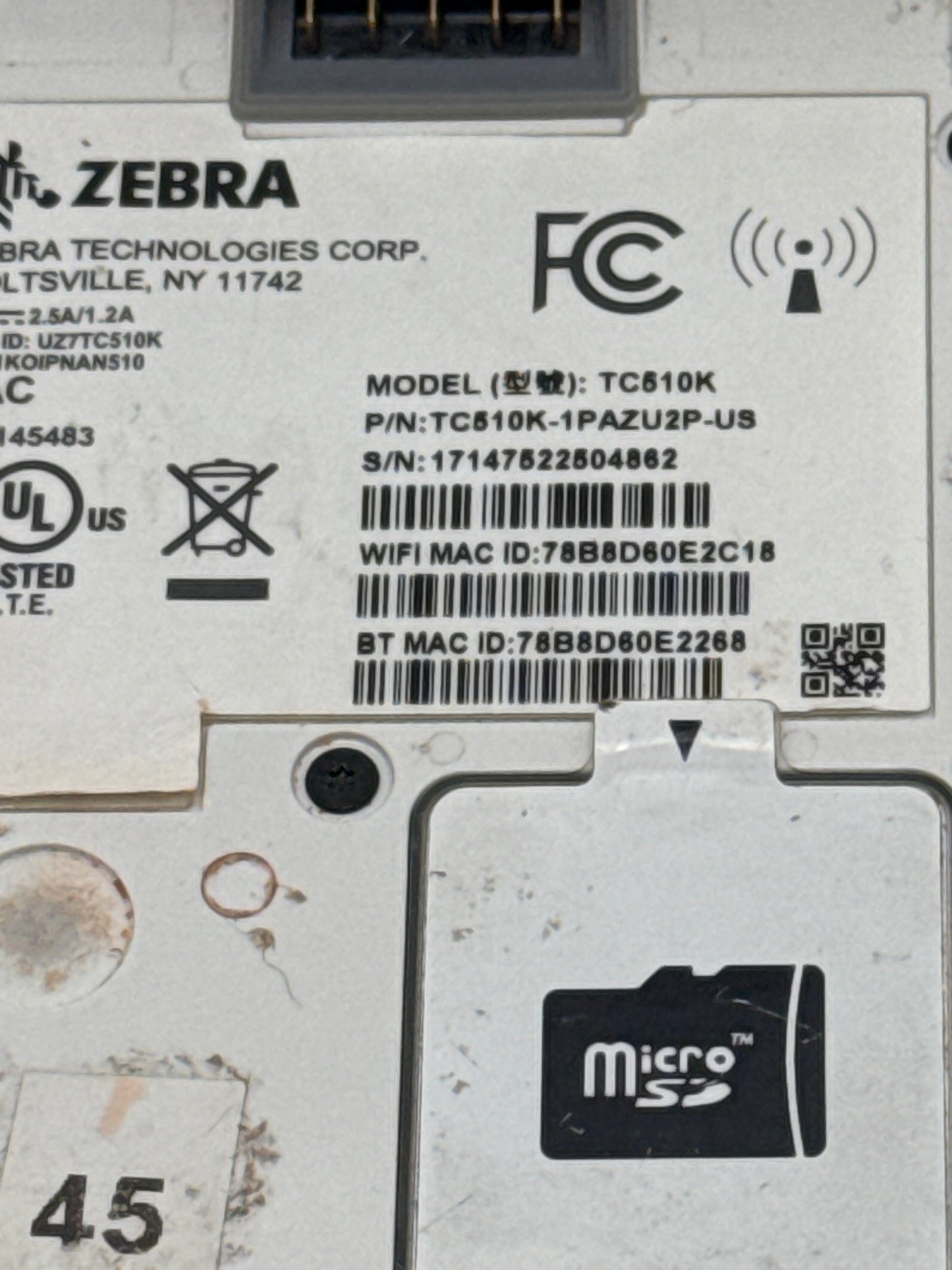 ZEBRA TC51 TC510K Untested Mobile Touch Android Computer - Barcode Scanner
