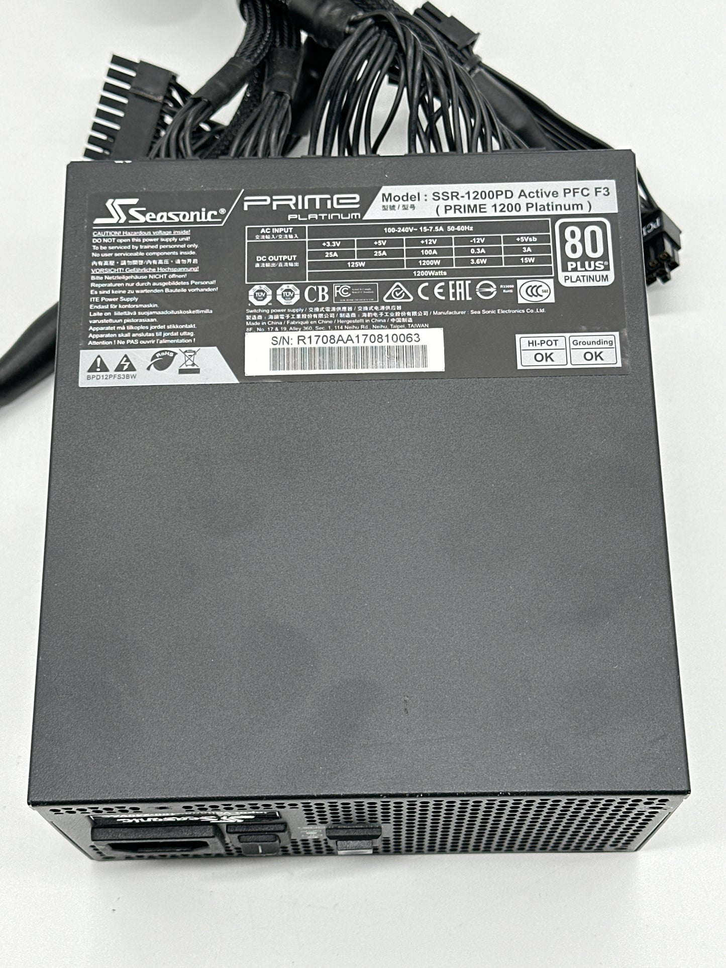 SeaSonic Prime 120V Platinum ATX Power Supply 1200W (SSR-1200PD)