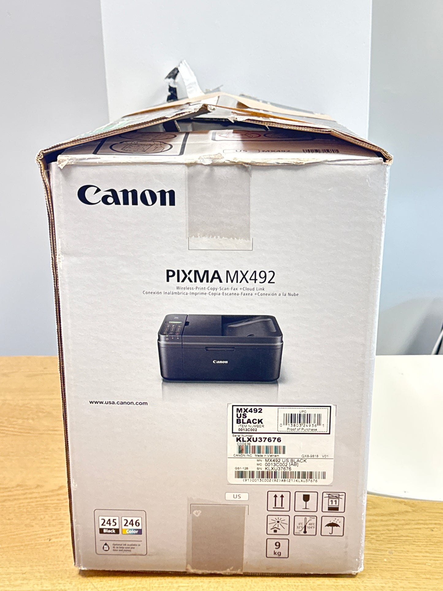 Canon Pixma MX492 Black All-In-One Printer Used With Box