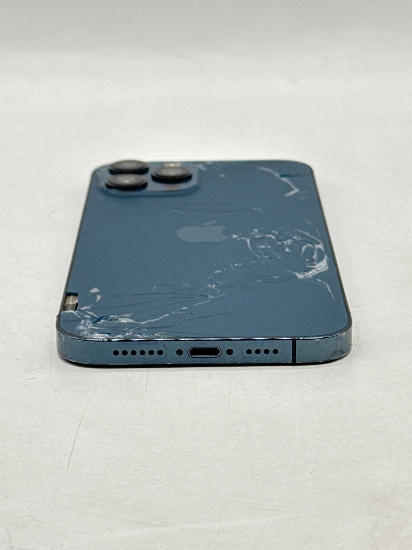 Unlocked Apple iPhone 12 Pro Max A2342 128GB Pacific Blue - Cracked Screen & Back Read