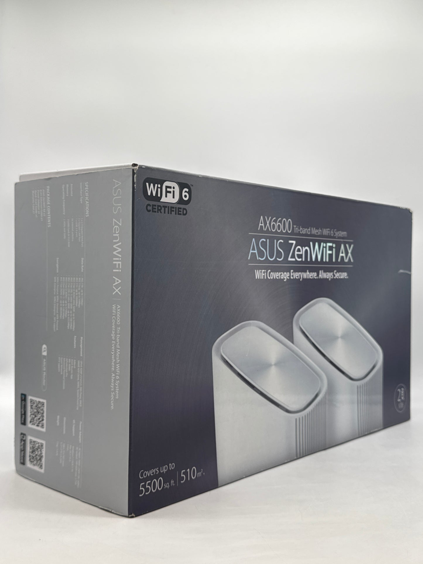 New ASUS ZenWiFi AX6600 XT8 Tri-Band Mesh Wi-Fi 6 System Router - White (Set of 2)