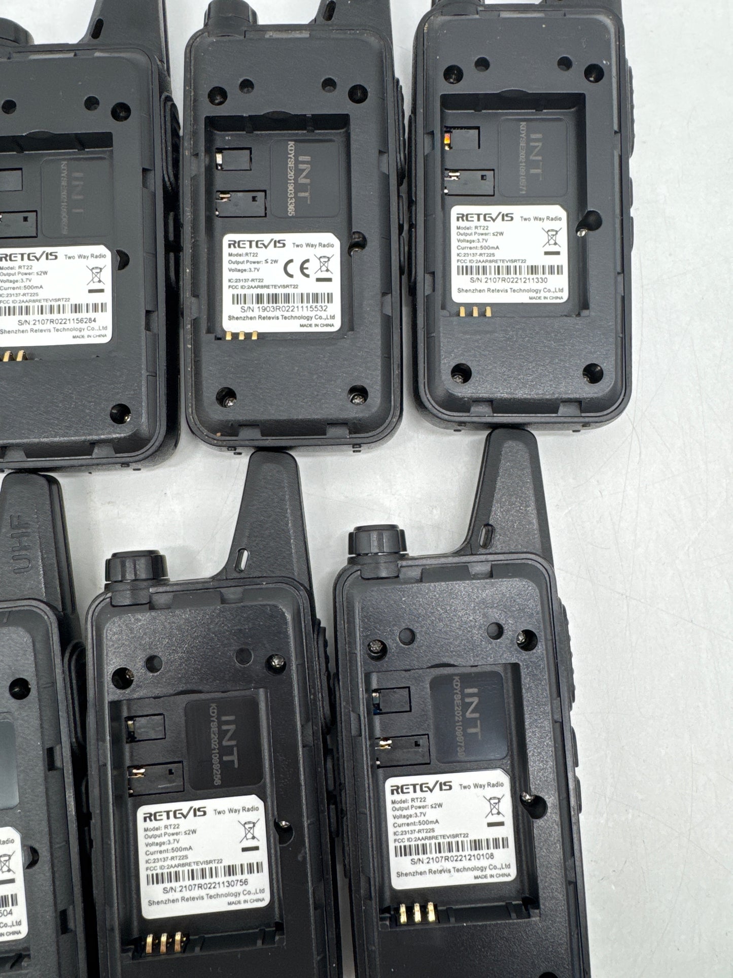 Lot of 9 Retevis RETC 15 RT22 Two-Way UHF Radio Walkie-Talkie with Battery