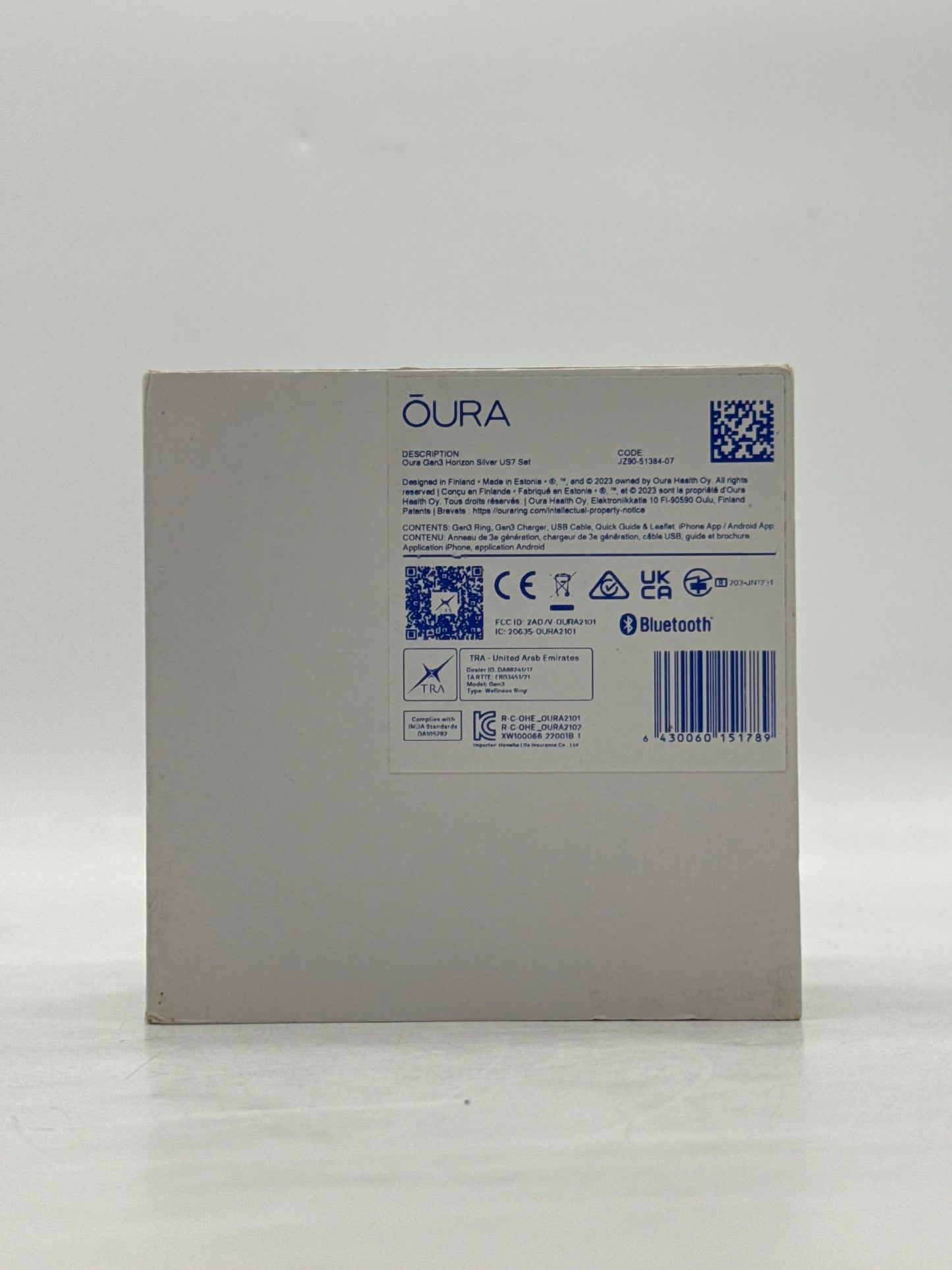 Open Box OURA Ring Gen3 Horizon Silver US7 Set