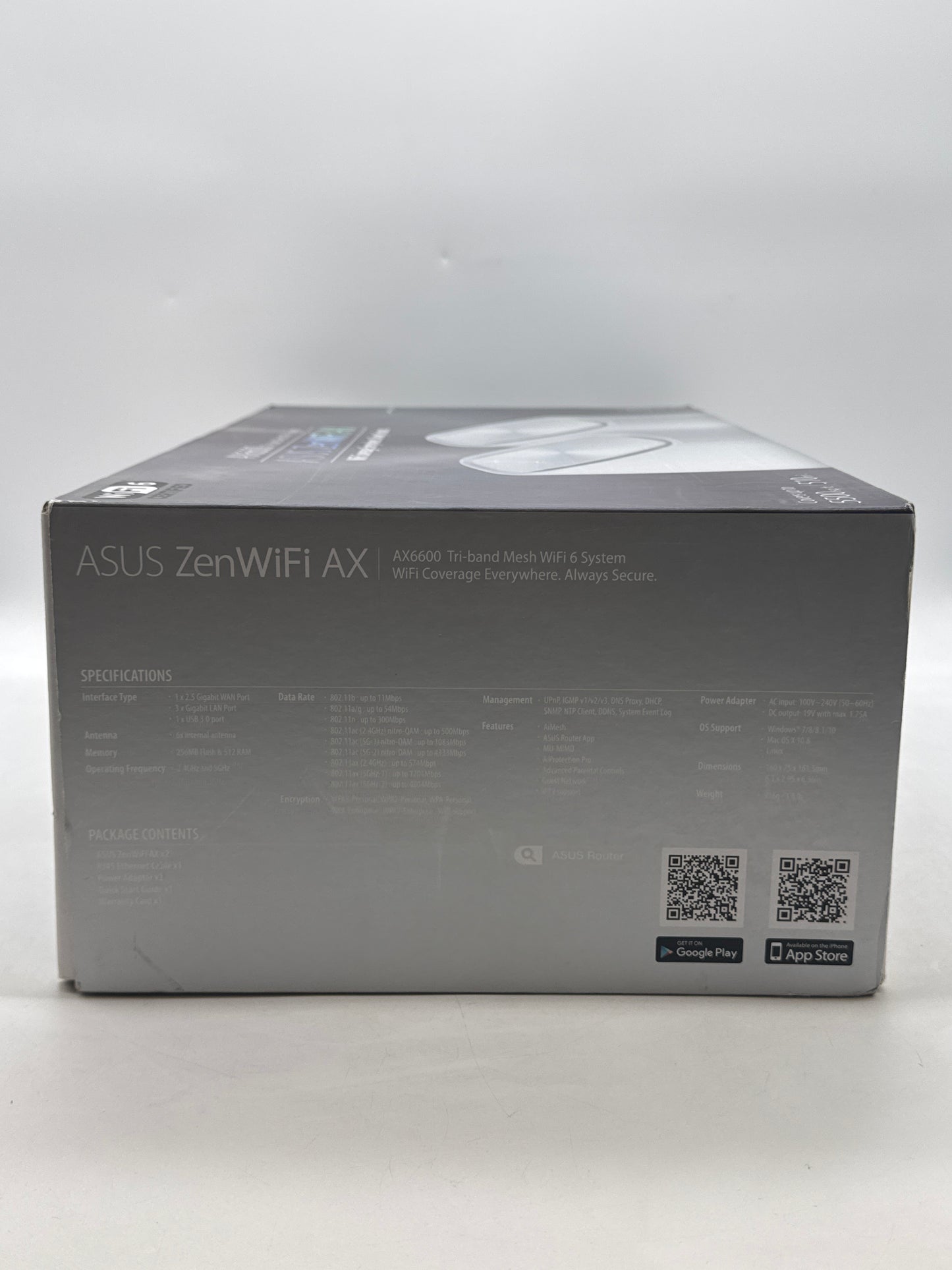 New ASUS ZenWiFi AX6600 XT8 Tri-Band Mesh Wi-Fi 6 System Router - White (Set of 2)