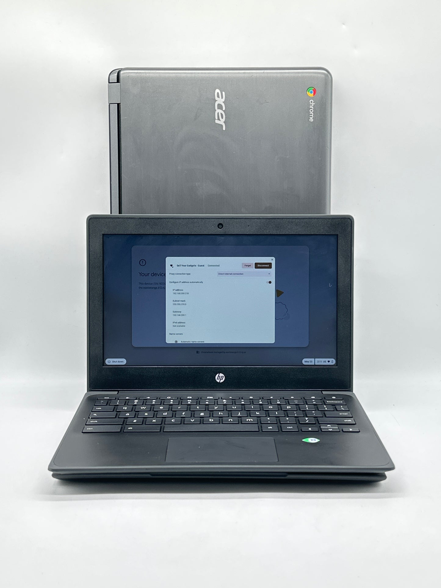 Lot of 3 Chromebooks – Lenovo 100e, HP 11M G9 EE, Acer 15 N15Q9 – Untested / For Parts