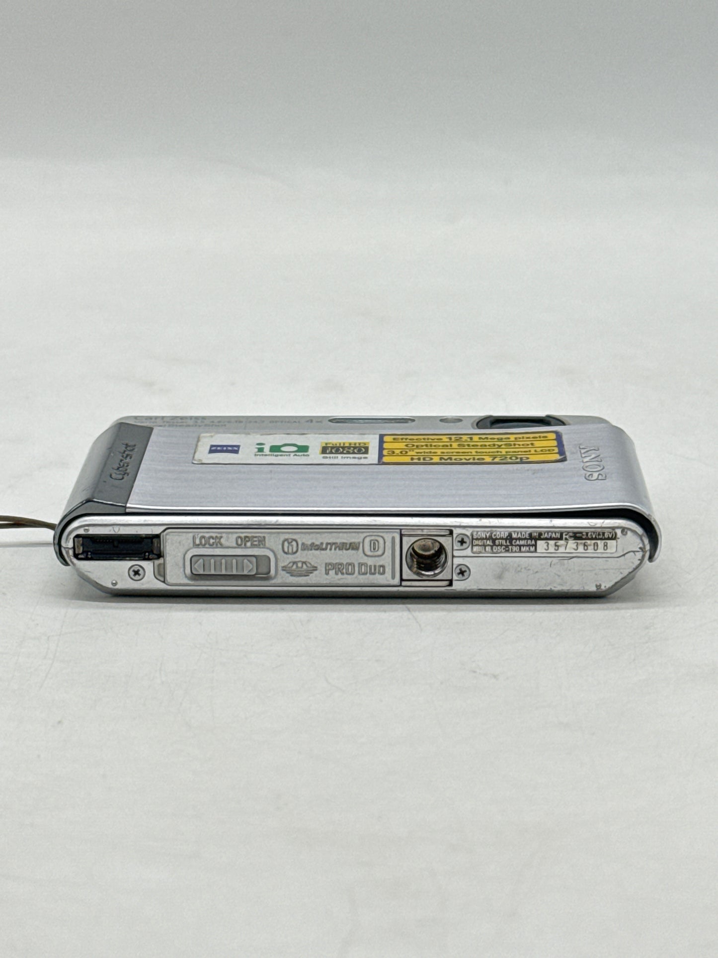 Untested Sony Cyber-shot DSC-T90 12.1MP Digital Camera Only Silver - No Battery