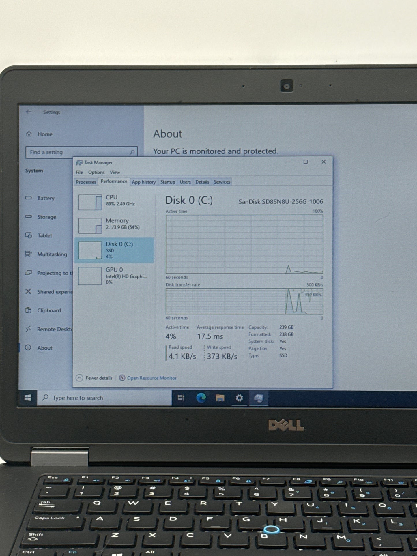 Dell Latitude E5470 Laptop 14" Core i7-6600 2.60 256GB SSD 4GB RAM Read