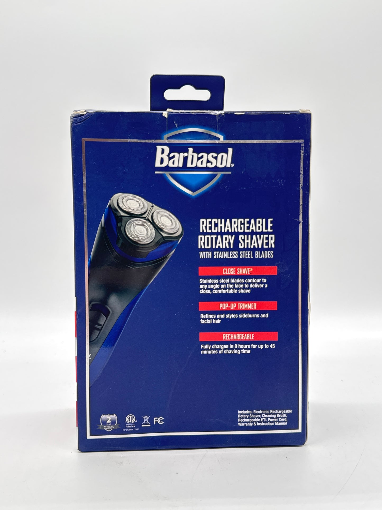 New Barbasol Rechargeable Rotary Shaver with Stainless Steel Blades Pop Up Trimmer