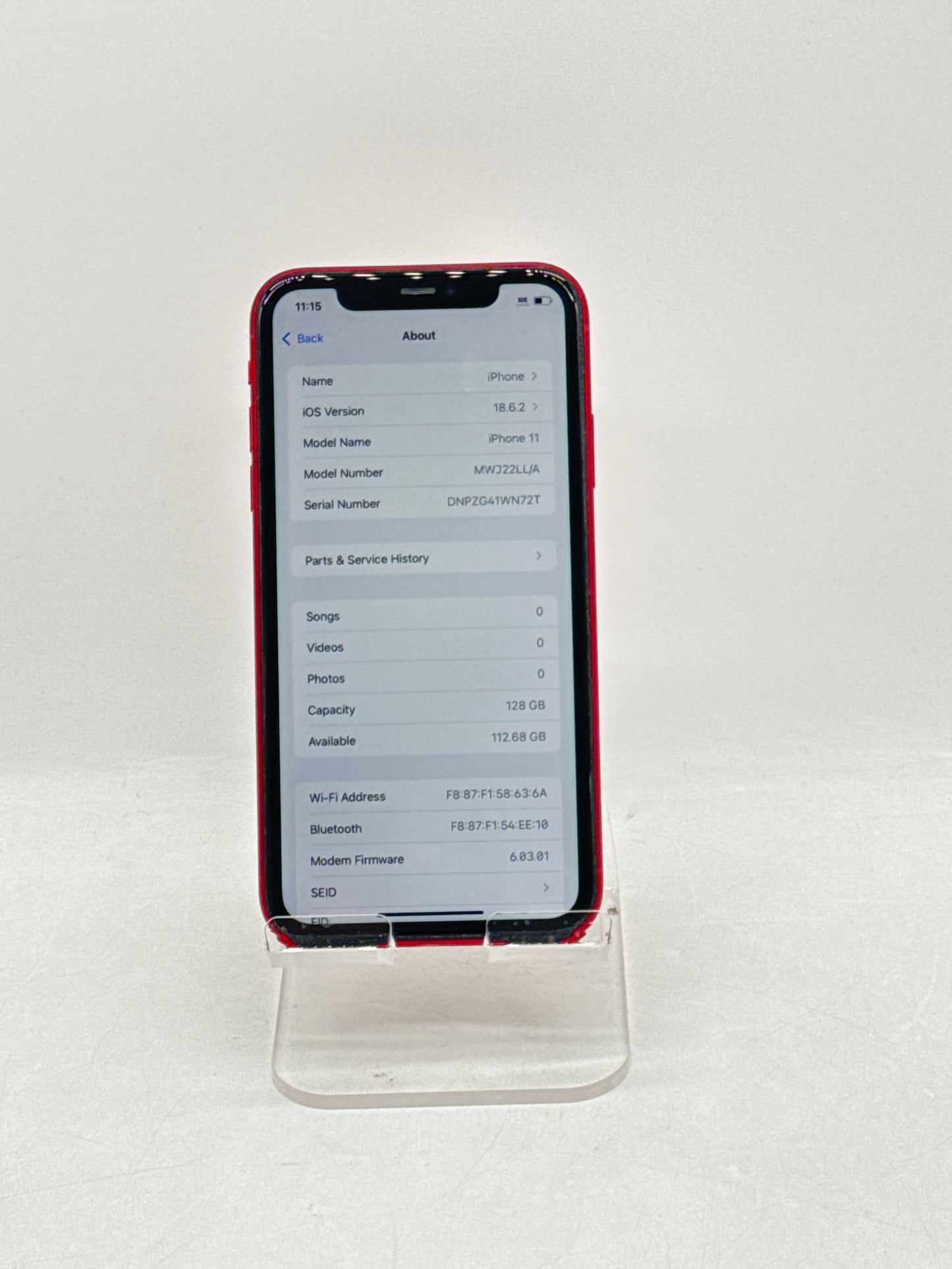 Apple iPhone 11 128GB Red A2111 - Service Battery