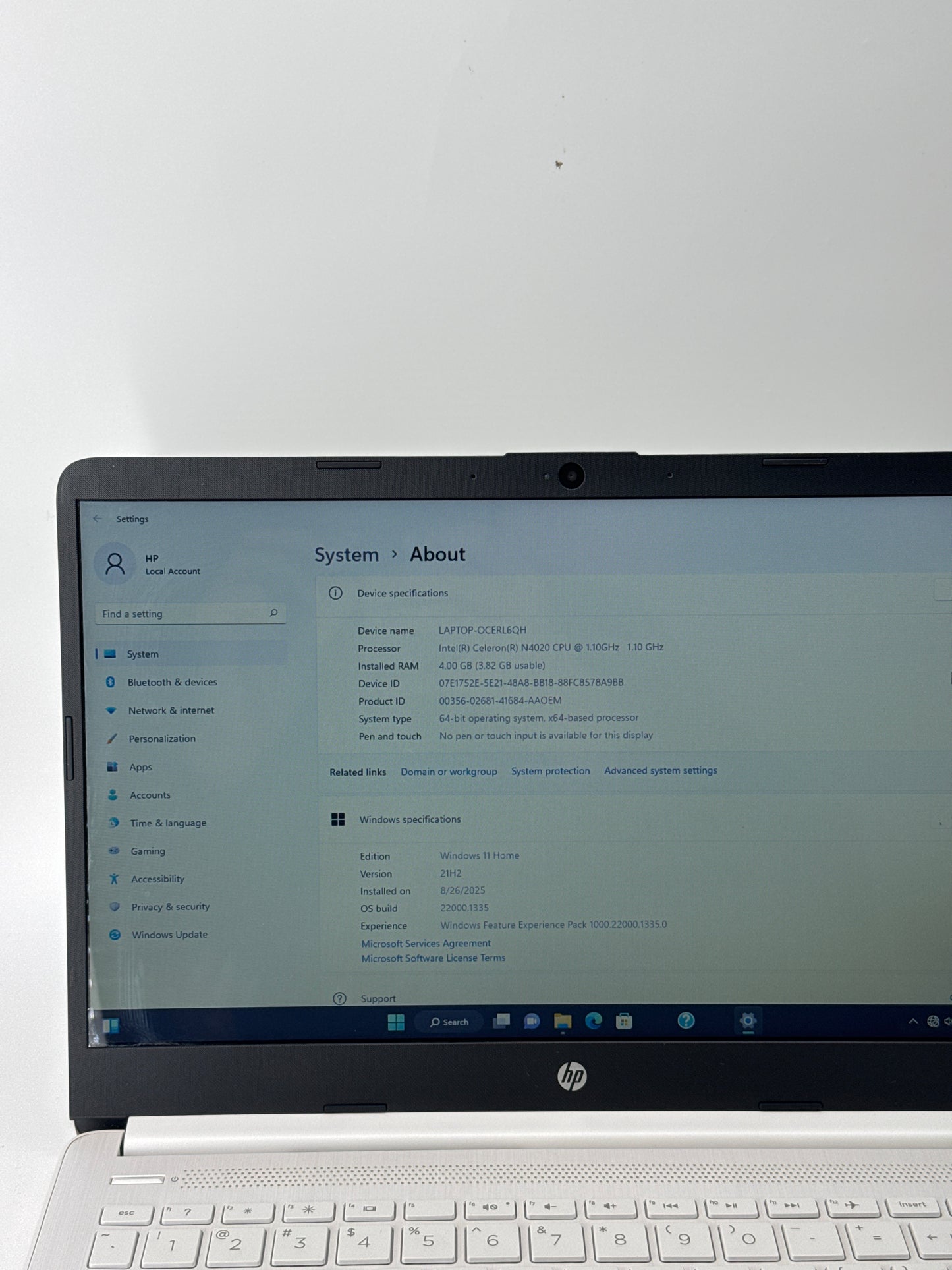 HP 14-dq0032dx 14 inch Intel Celeron 4GB RAM 64GB eMMC Laptop White - Bad Battery