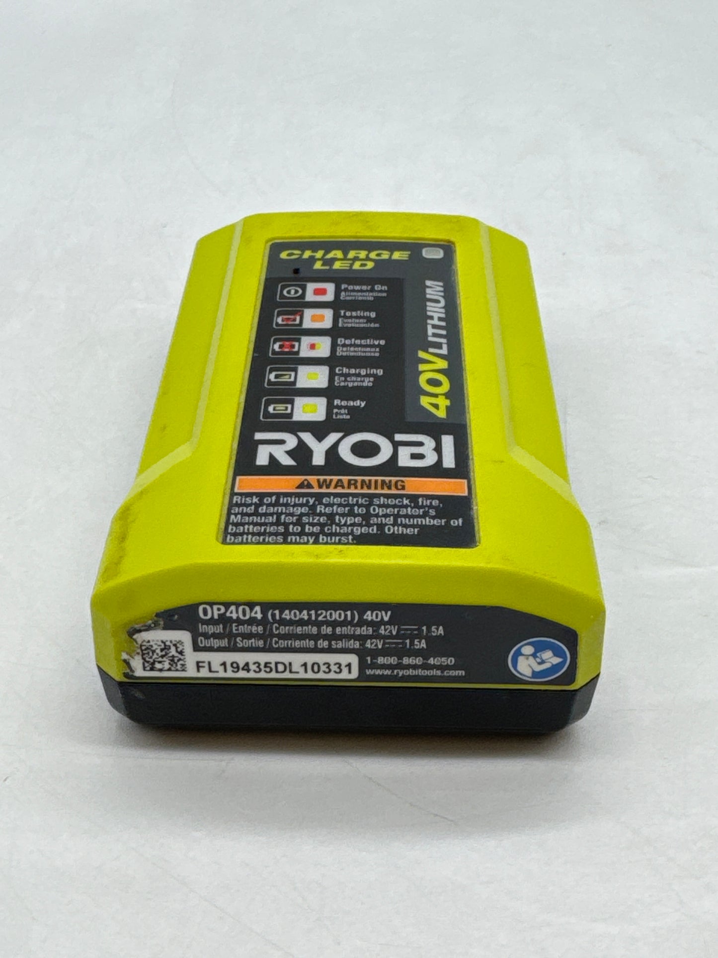 Ryobi 40V 4ah Lithium Battery OP40401 with Ryobi 40V Lithium-Ion Charger