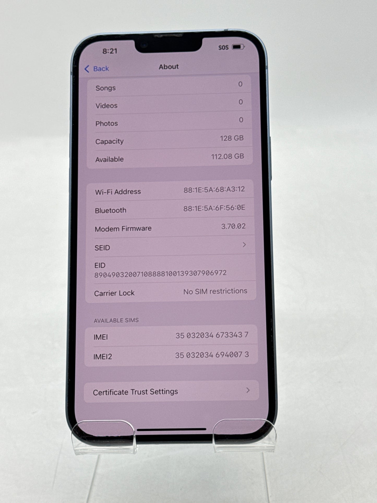 Unlocked Apple iPhone 14 Plus A2632 128GB Blue 85% Battery Health