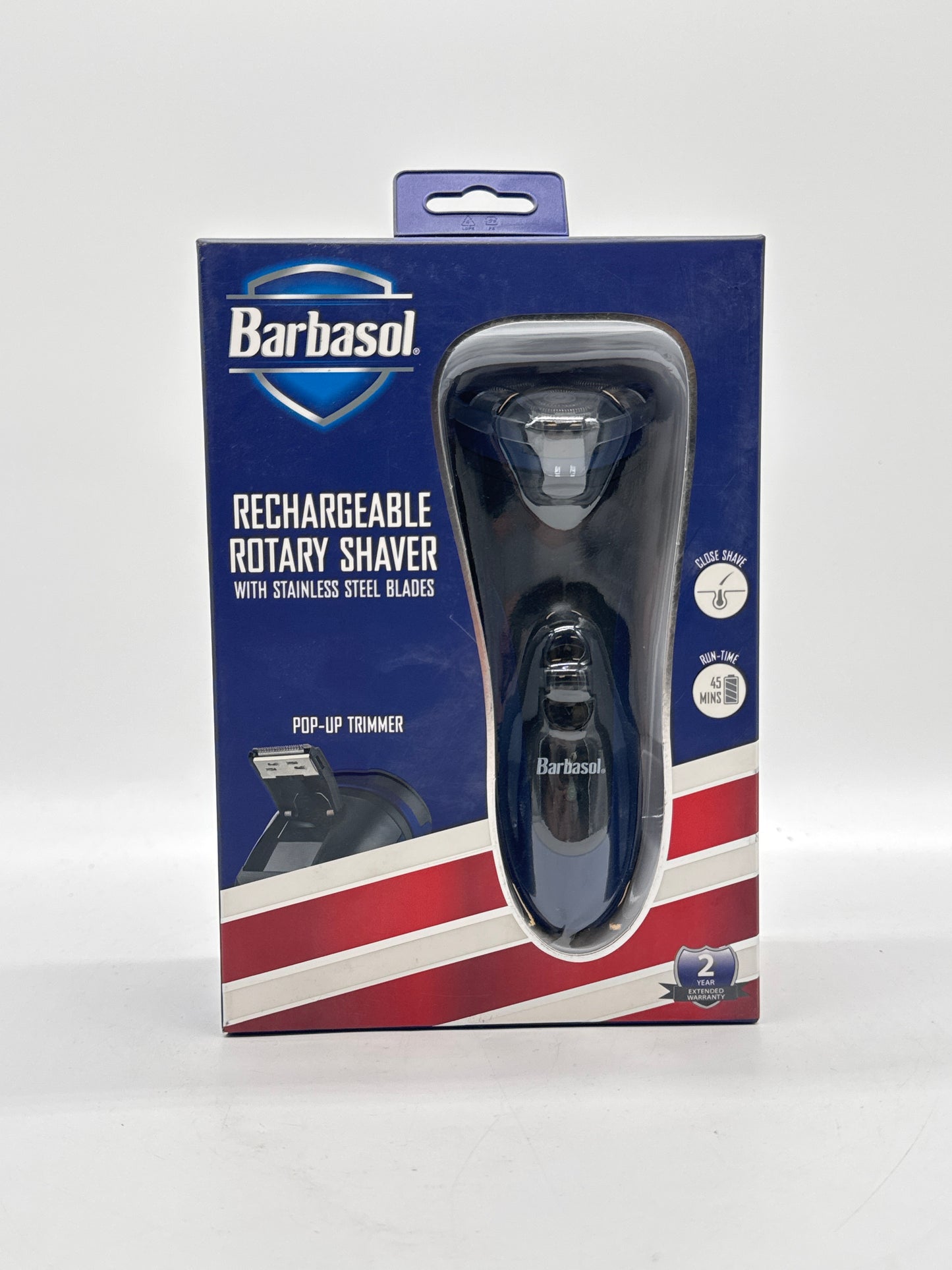 New Barbasol Rechargeable Rotary Shaver with Stainless Steel Blades Pop Up Trimmer