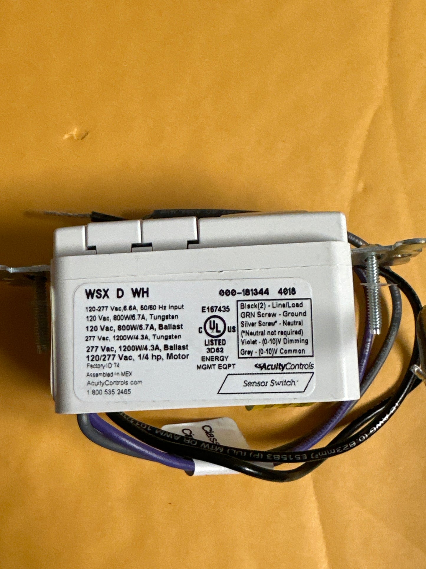 New Acuity Controls WSX D WH Wall Switch Occupancy Sensor White