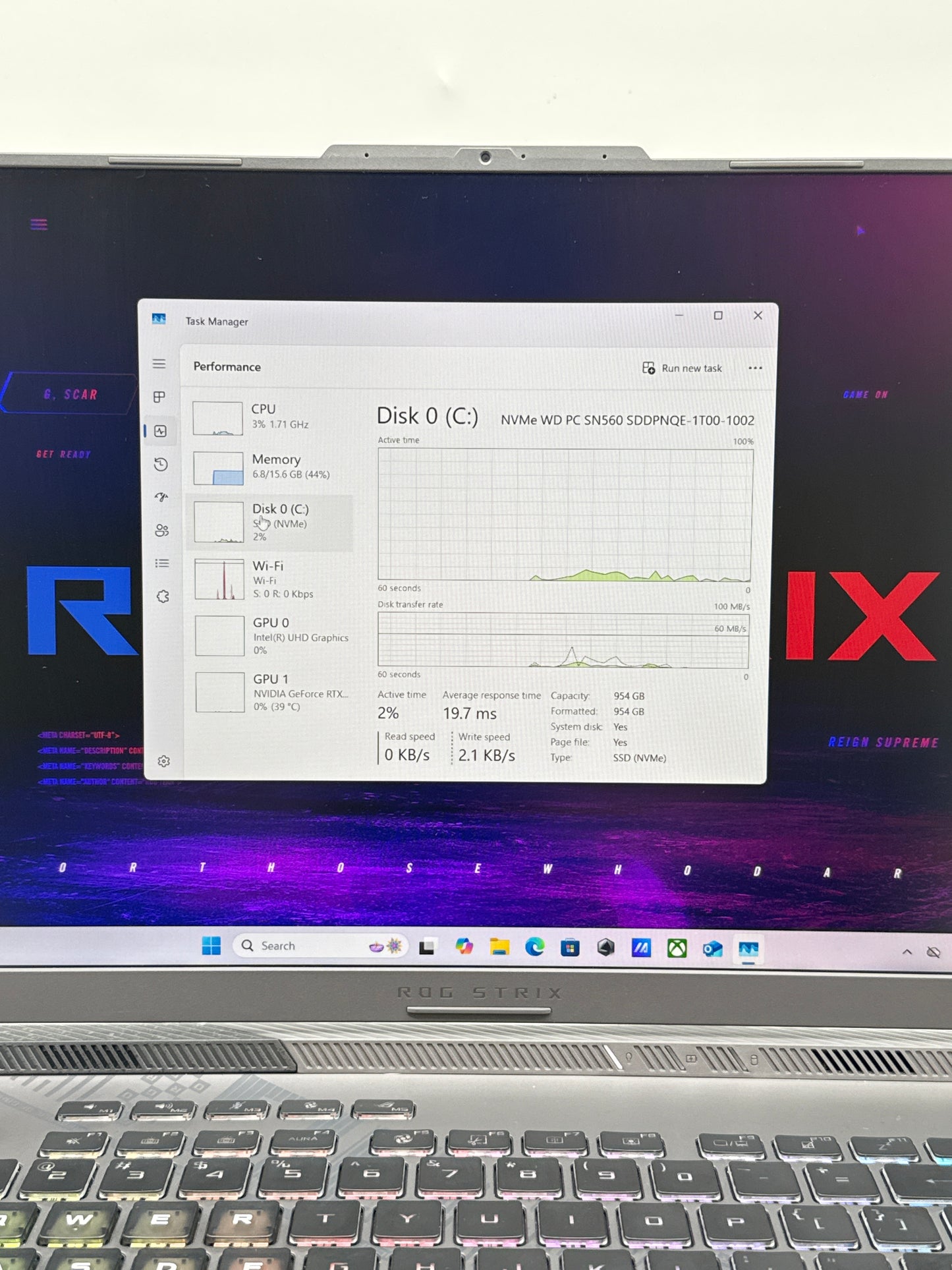 ASUS ROG Strix G16 G614JV-AS74 16" i7-13650HX 16GB DDR5 1TB SSD RTX 4060 Win 11