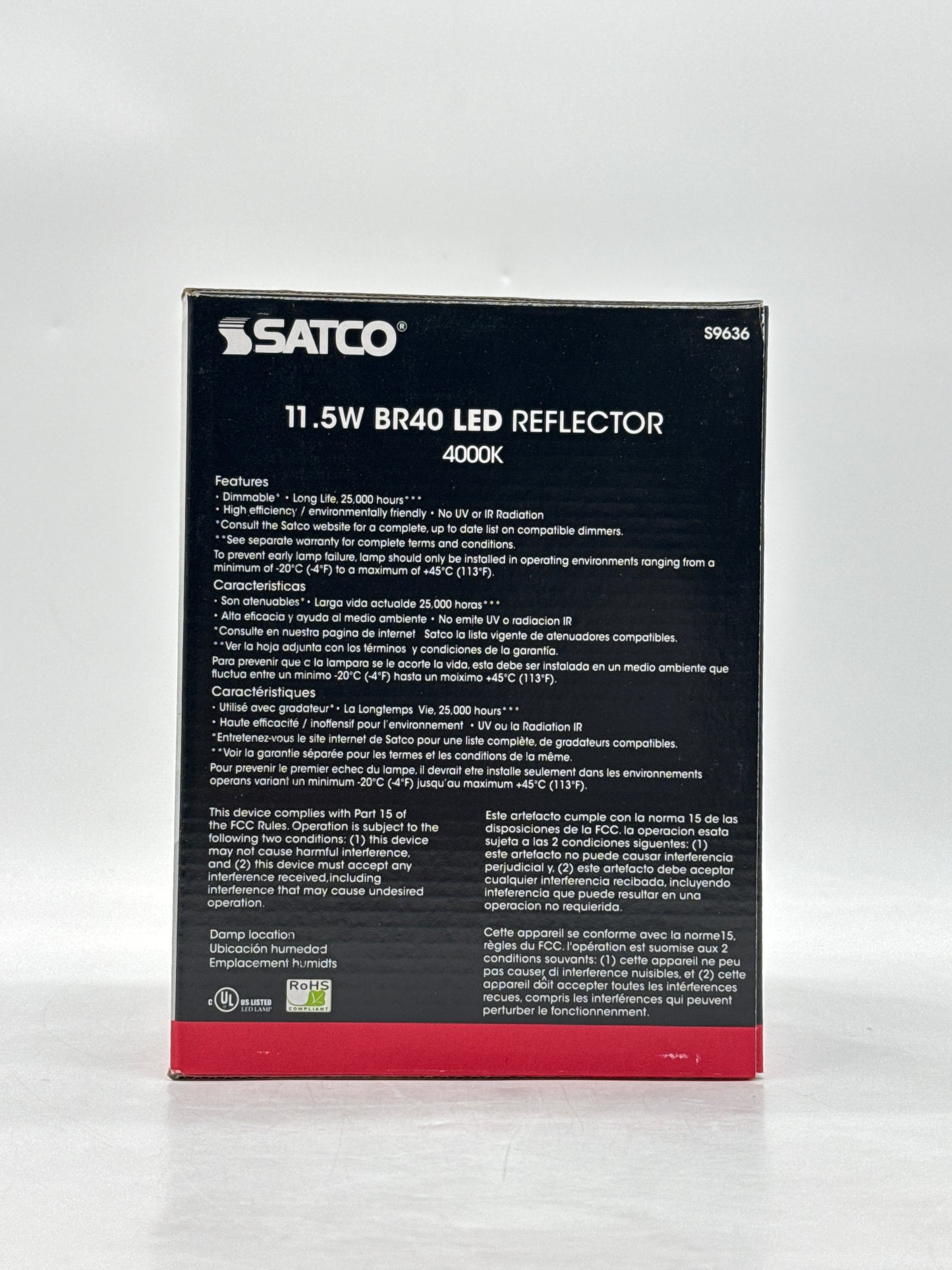 New Satco S9636 11.5 Watt LED BR40 4000K 103 Deg. Beam - Pack of 6