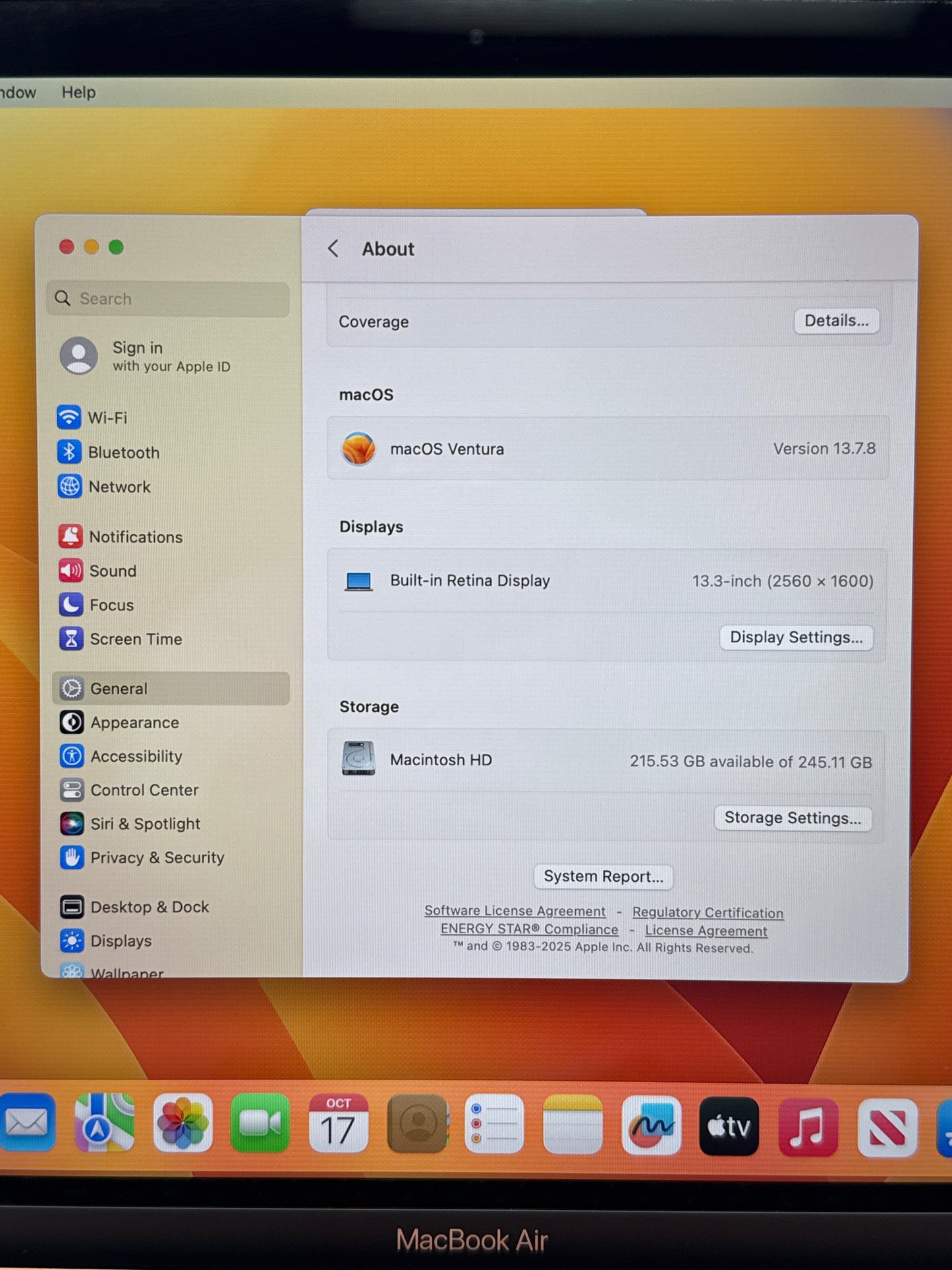 2020 Apple MacBook Air 13.3" M1 8GB RAM 256GB SSD A2337 Rose Gold