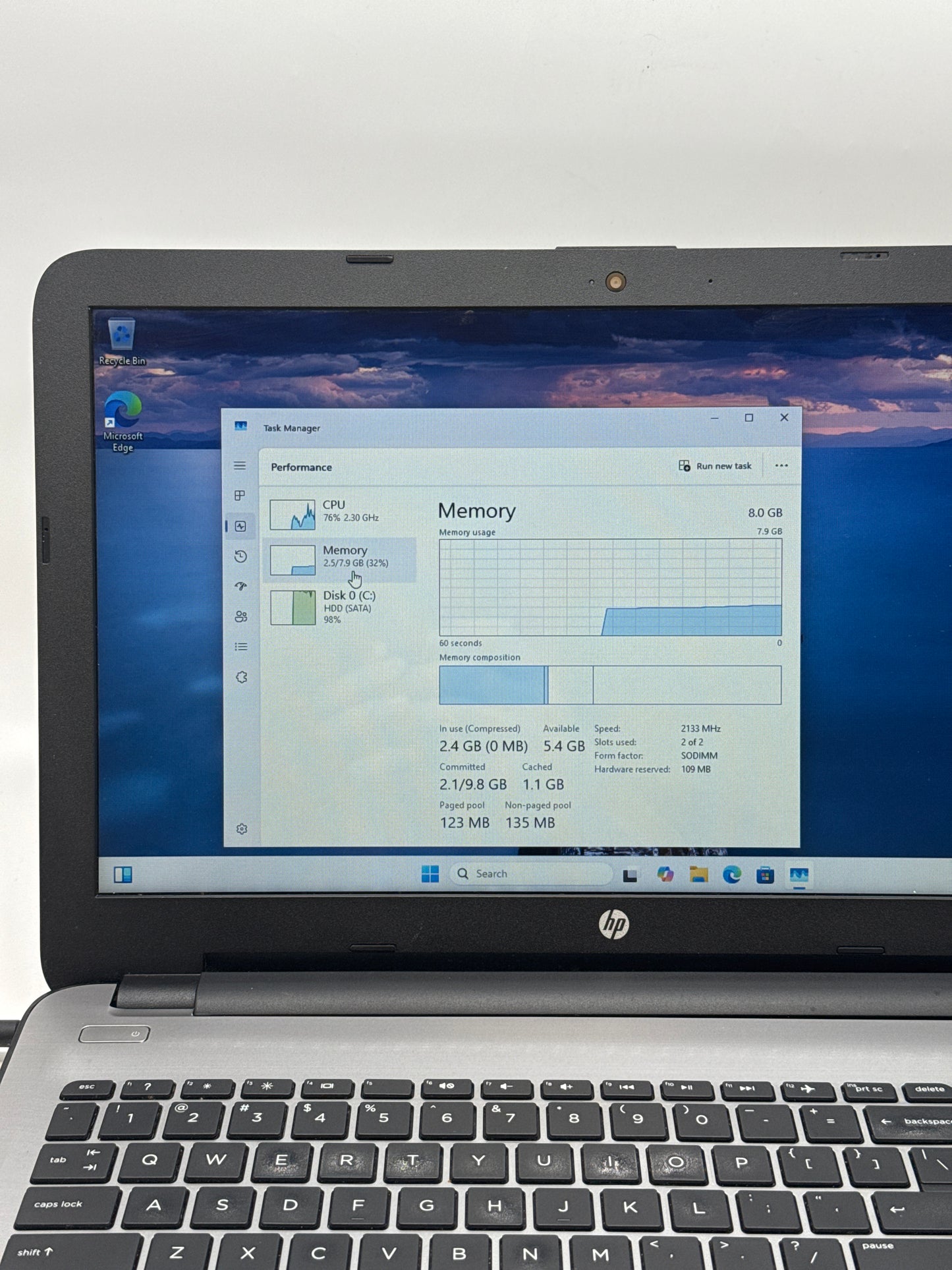 HP 15-ay039wm 15-inch Core i3 8GB RAM 1TB Laptop Gray w/ Charger - Bad Battery