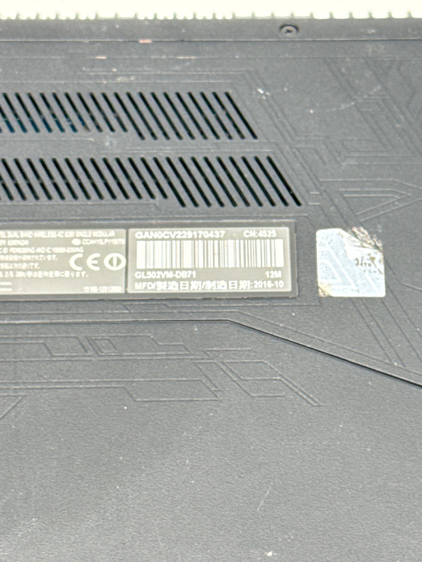 Asus ROG GL502V Gaming Laptop i7-6700HQ GTX 1060 16GB RAM 1TB HDD