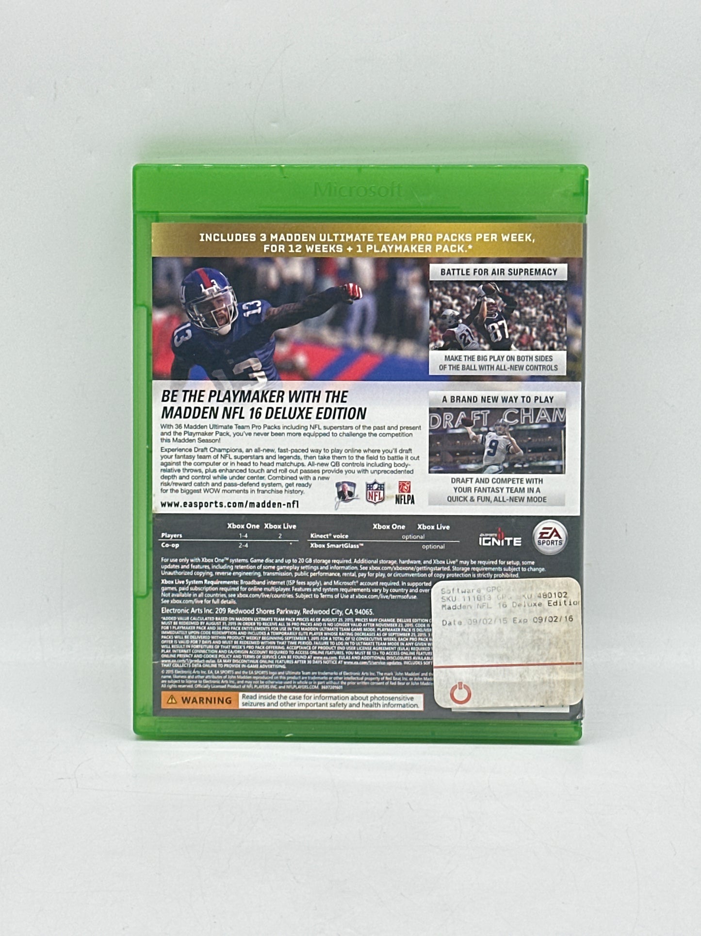 Madden NFL 16 Deluxe Edition Xbox One EA Sports Complete CIB