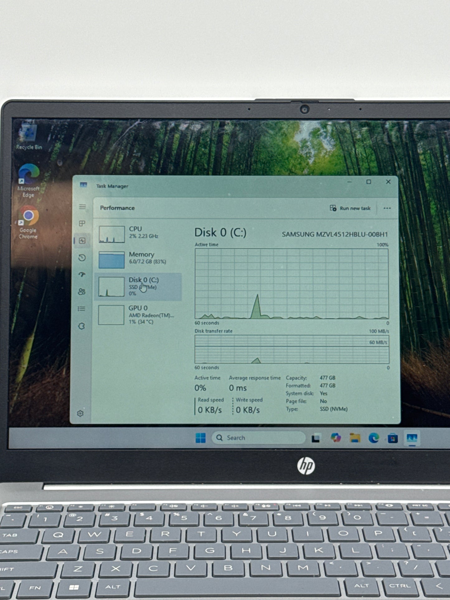 HP 15-FC0025DX 15.6" AMD RYZEN 5 7520U 8GB RAM 512GB SSD NVMe Touch Silver
