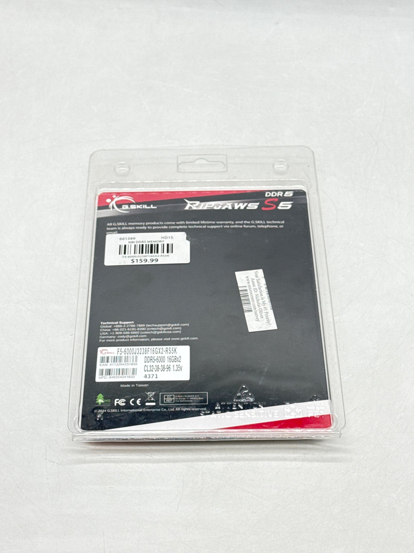 G.Skill Ripjaws S5 32GB (2x16GB DDR5) 6000MHz CL32