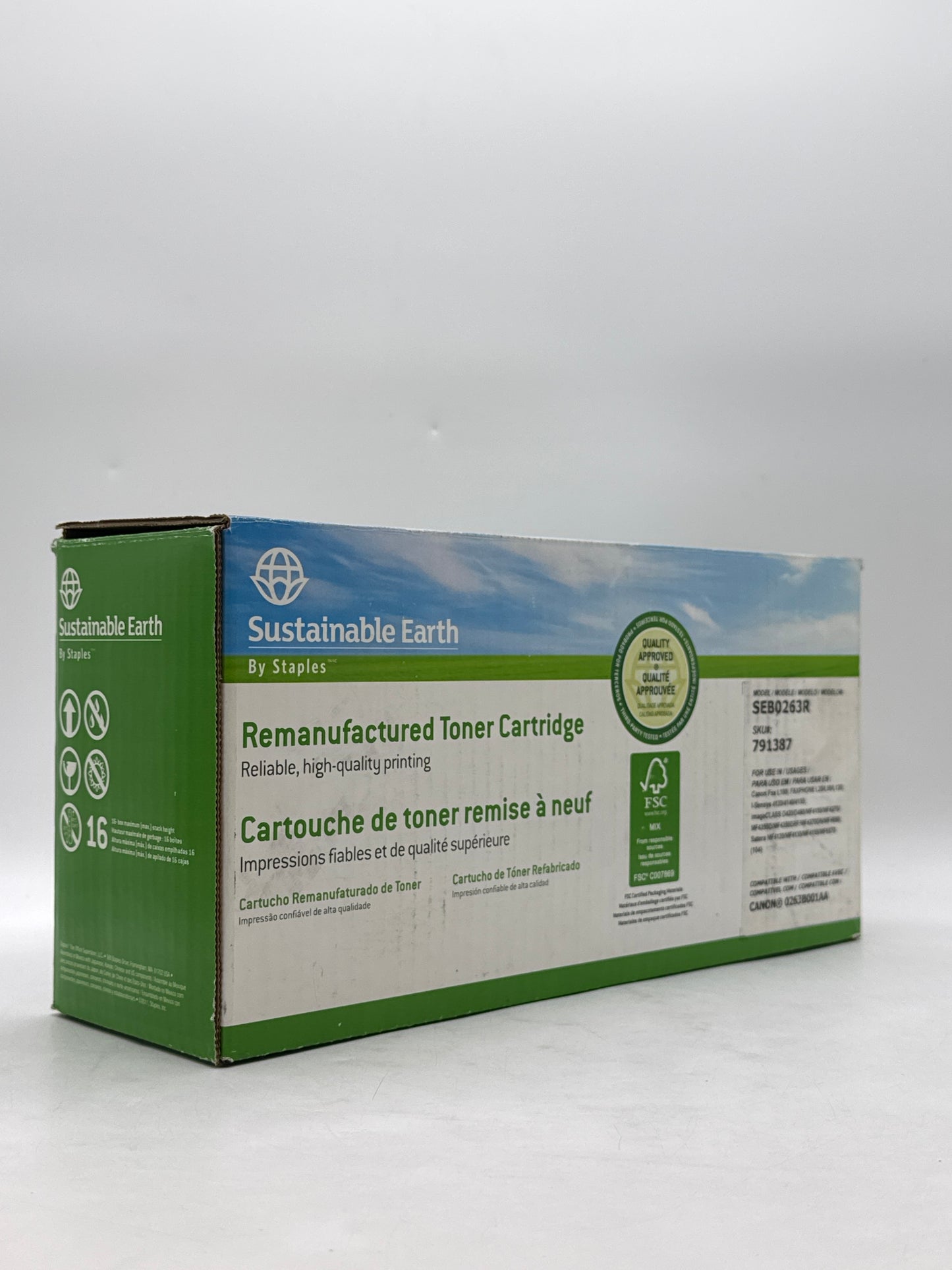 New Sustainable Earth Toner Cartridge By Staples SEB0263R for Canon 0263B001AA
